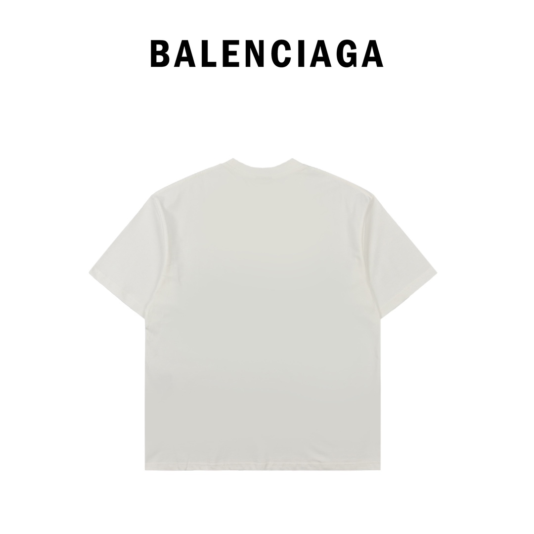 Balenciaga巴黎世家正面I Love Paris&Balenciaxx艺术印花短袖T恤