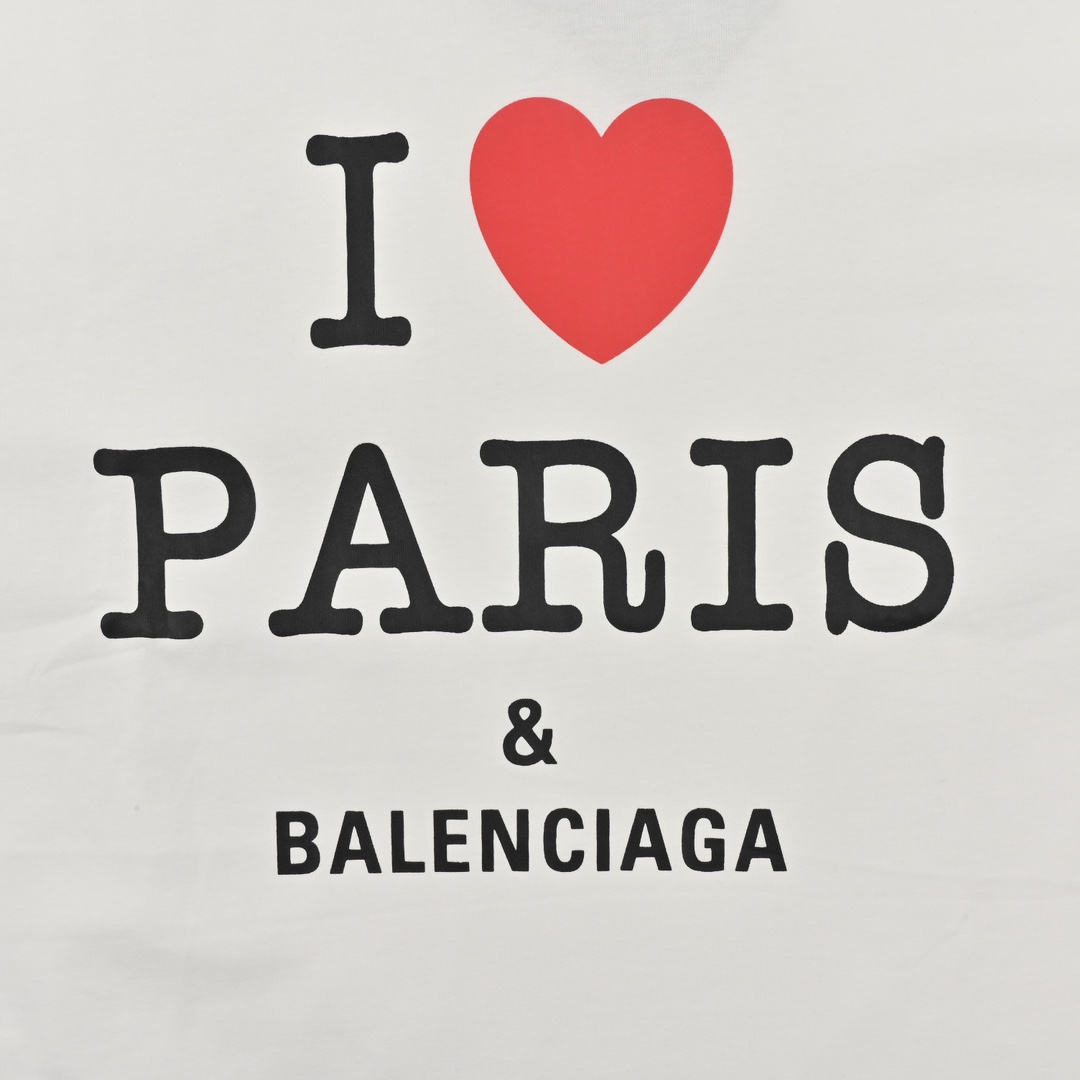 Balenciaga巴黎世家正面I Love Paris&Balenciaxx艺术印花短袖T恤