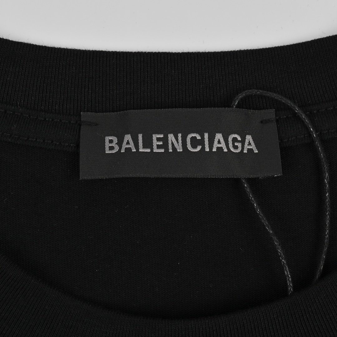 Balenciaga巴黎世家24ss草写字母圆领T恤