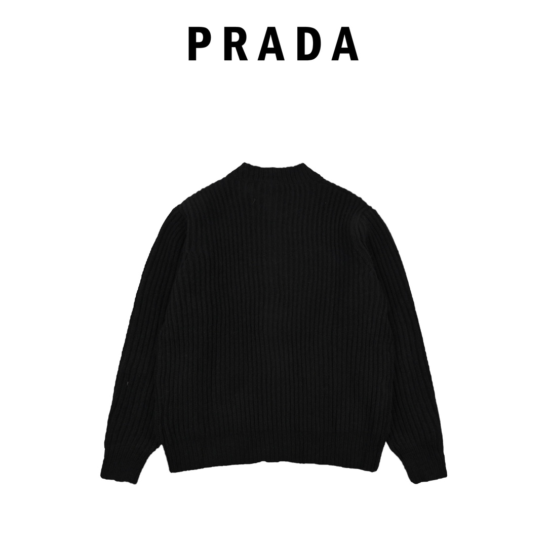 Prada普拉达22FW 粗针刺绣羊毛开衫