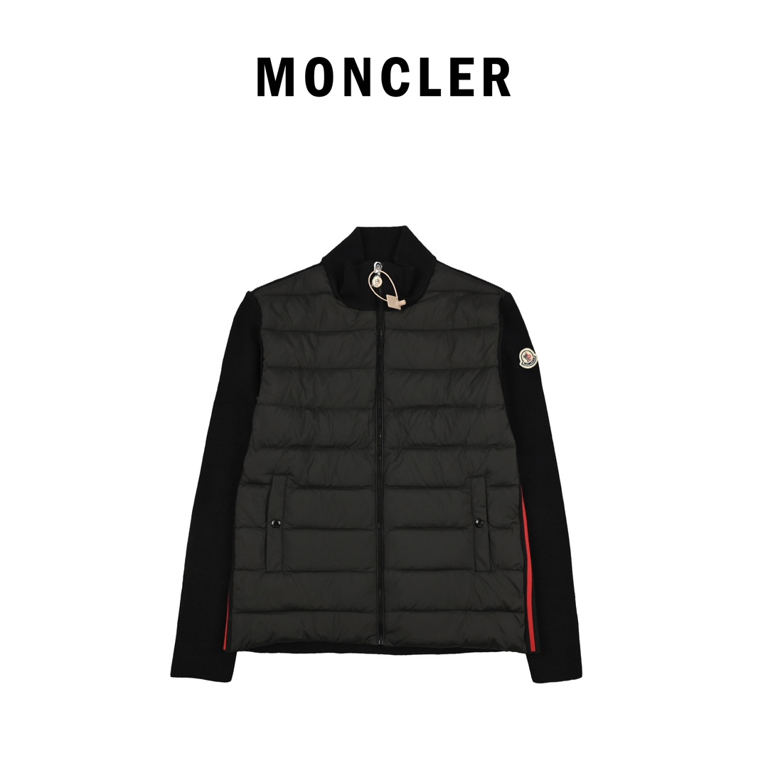 MONCLER 蒙口袖子拼接针织羽绒服夹克