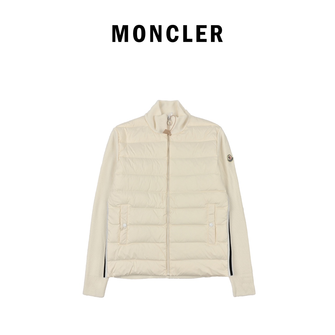 MONCLER 蒙口袖子拼接针织羽绒服夹克