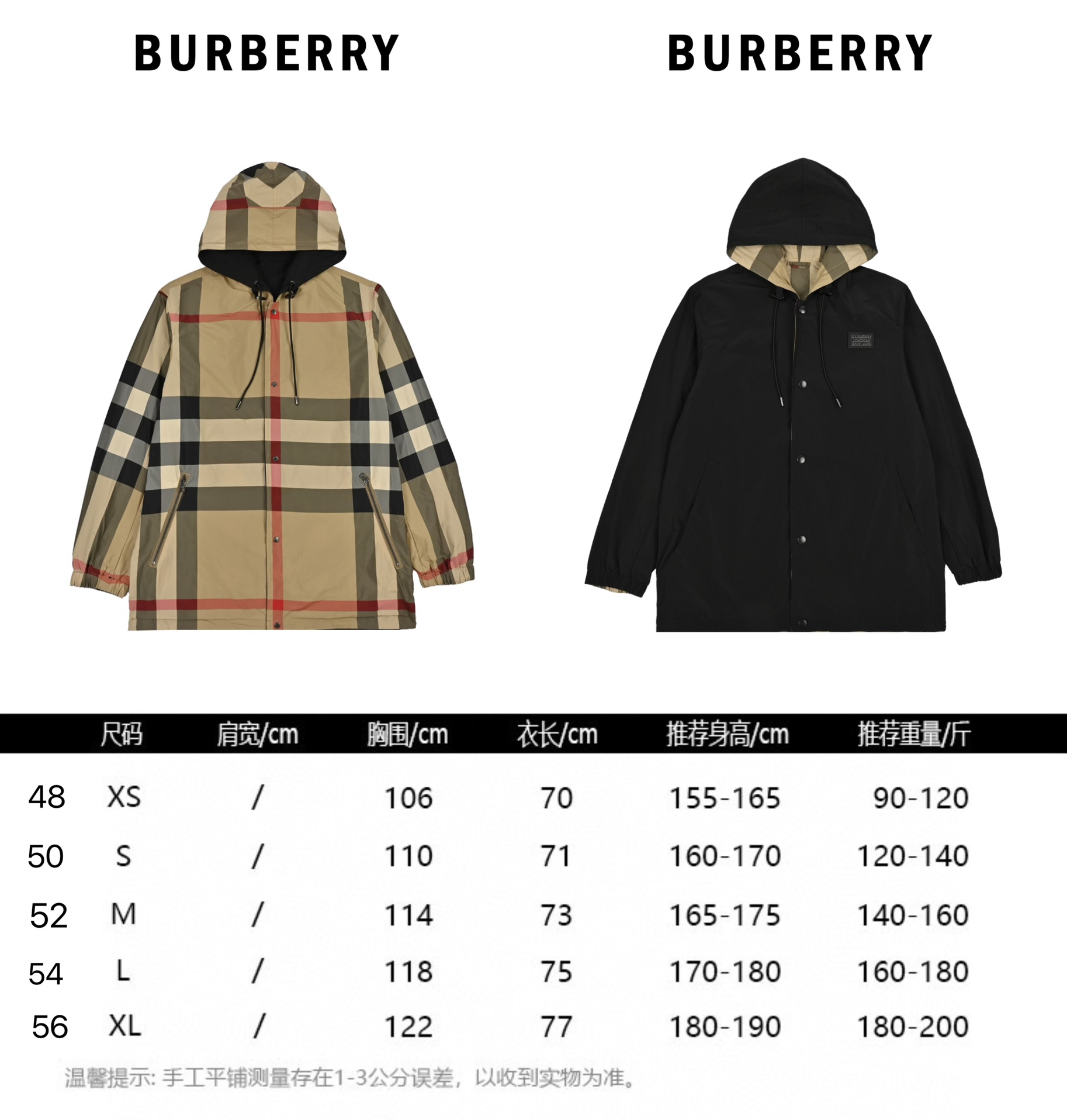 Burberry巴宝莉双面两穿塔夫绸硅胶外套