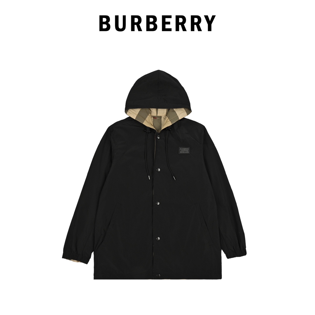 Burberry巴宝莉双面两穿塔夫绸硅胶外套