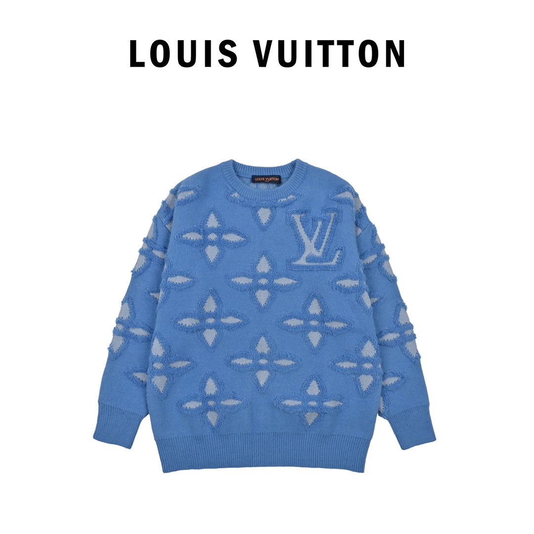 Louis Vuitton/路易威登 24Fw 提花四叶草logo圆领毛衣