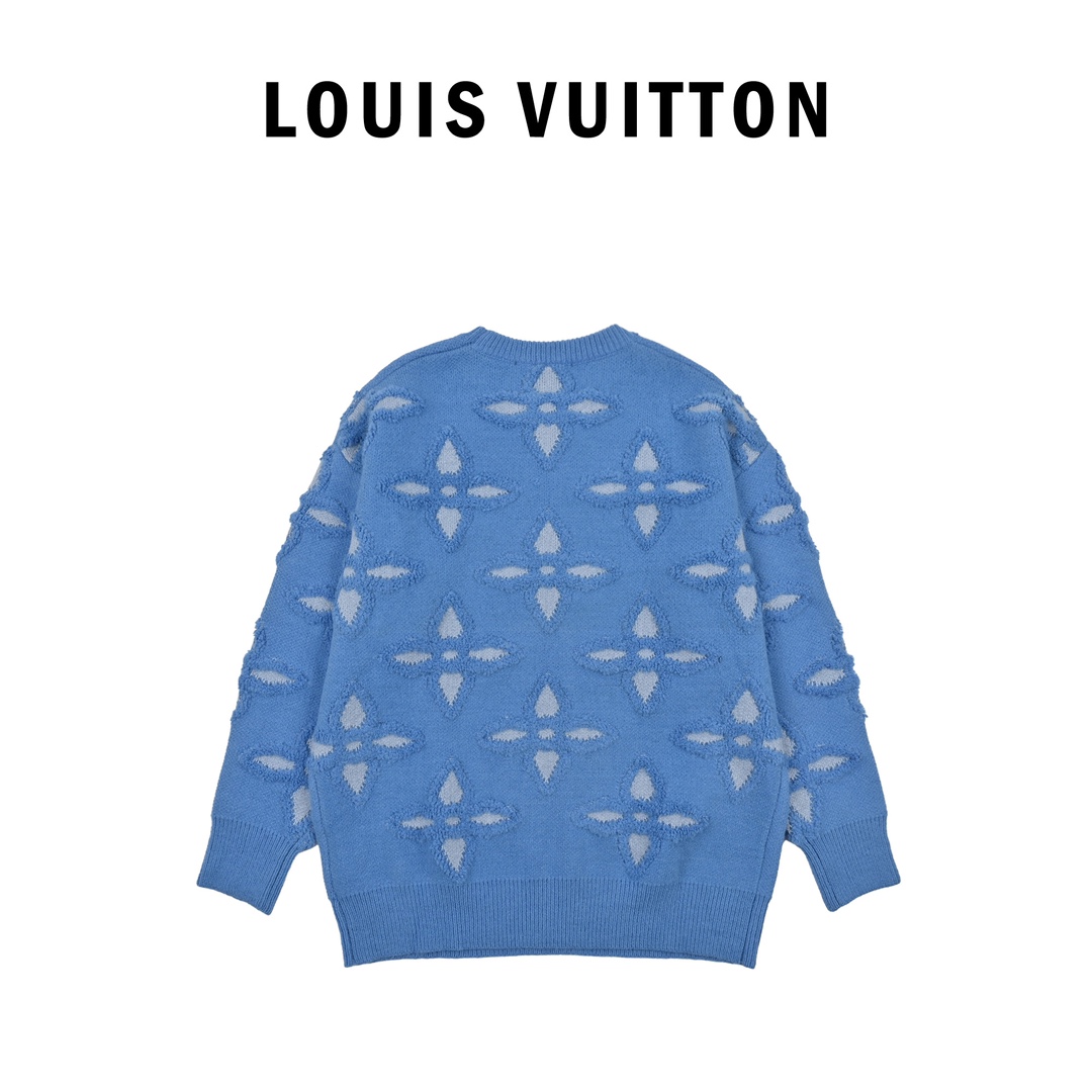 Louis Vuitton/路易威登 24Fw 提花四叶草logo圆领毛衣