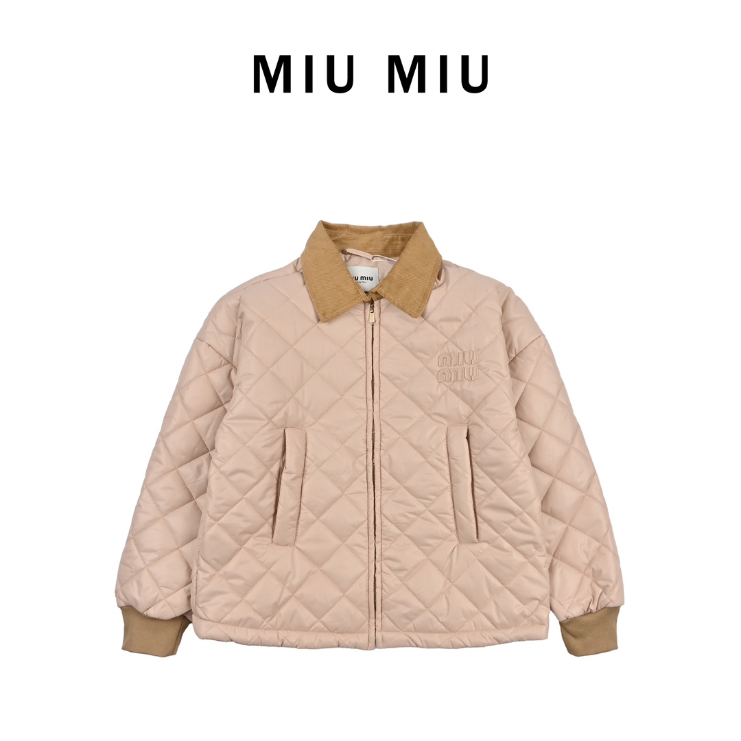 Miumiu 缪缪24FW 菱格绗棉拼领外套