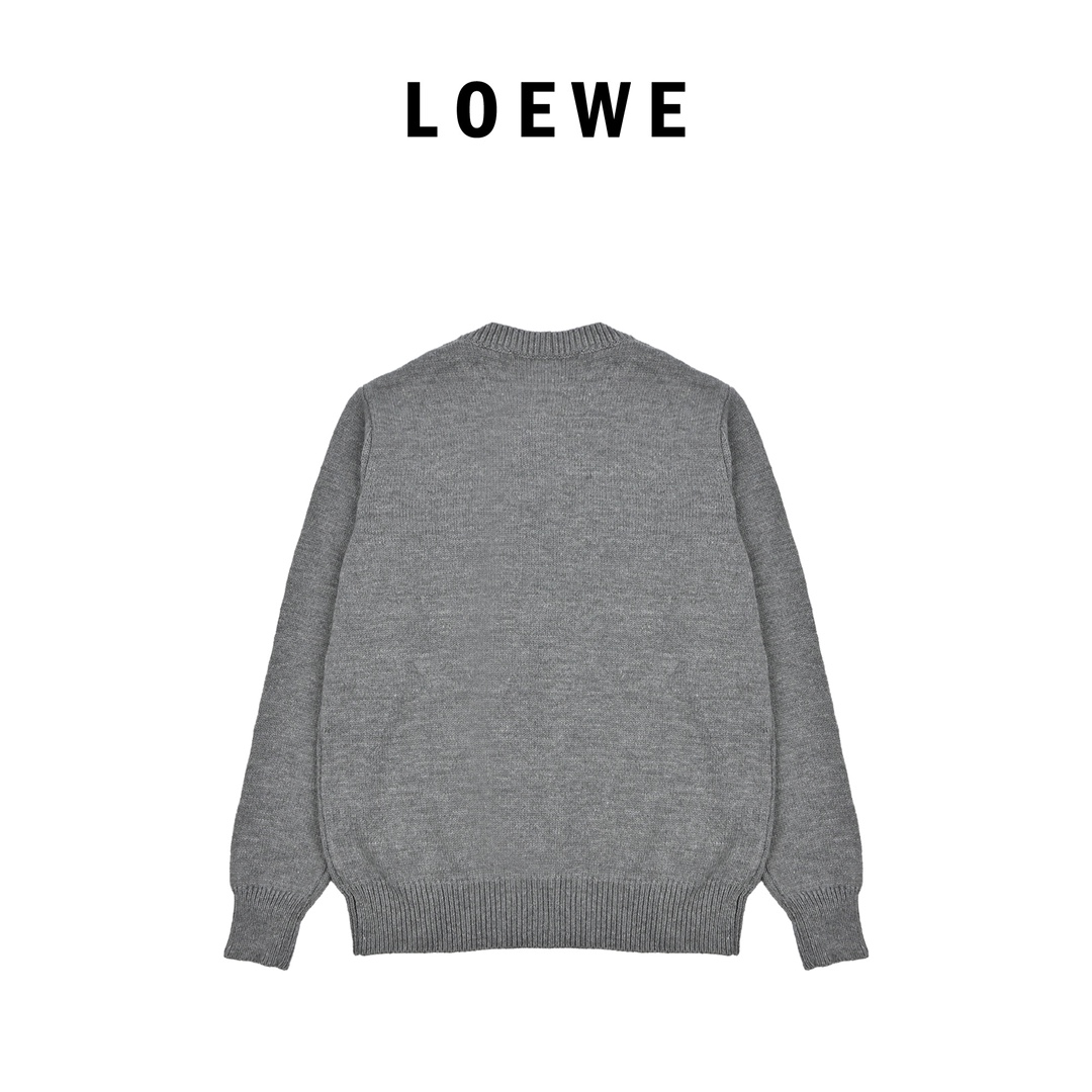Loewe罗意威22FW 胸前字母提花LOGO圆领毛衣