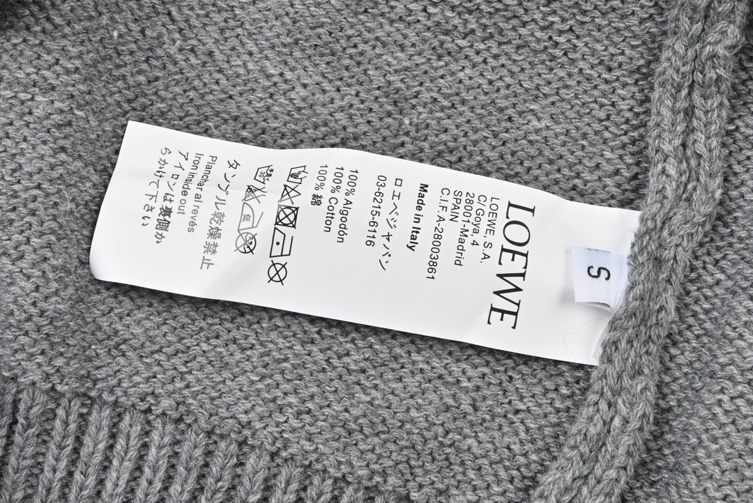 Loewe罗意威22FW 胸前字母提花LOGO圆领毛衣