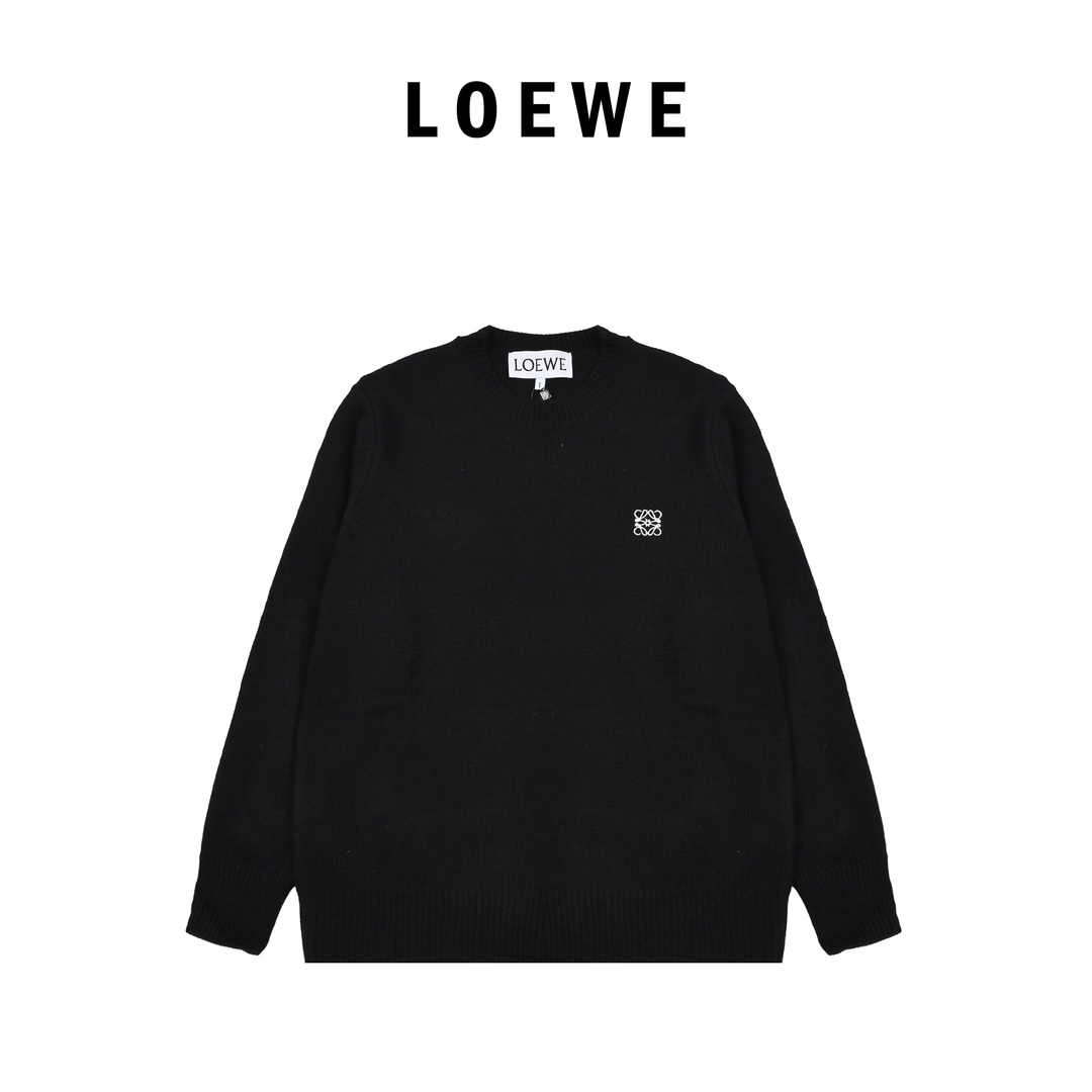 Loewe罗意威22FW 胸前字母提花LOGO圆领毛衣