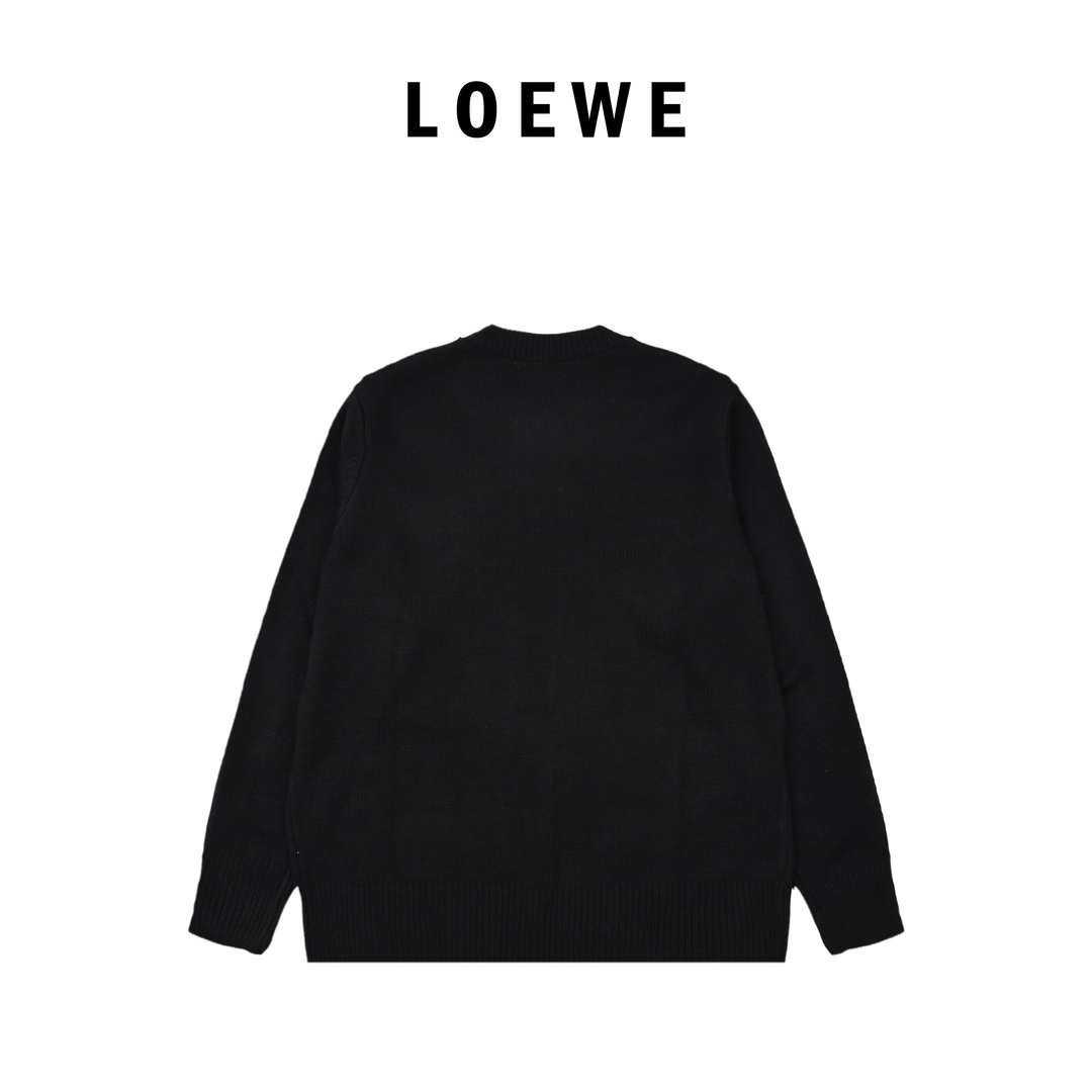 Loewe罗意威22FW 胸前字母提花LOGO圆领毛衣