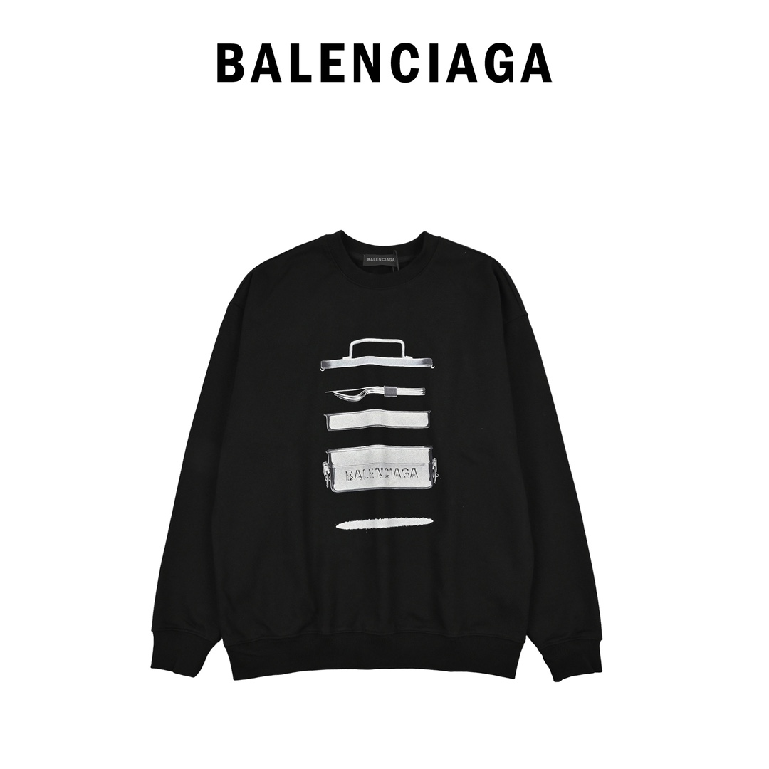 Balenciaga巴黎世家餐盒字母印花圆领卫衣