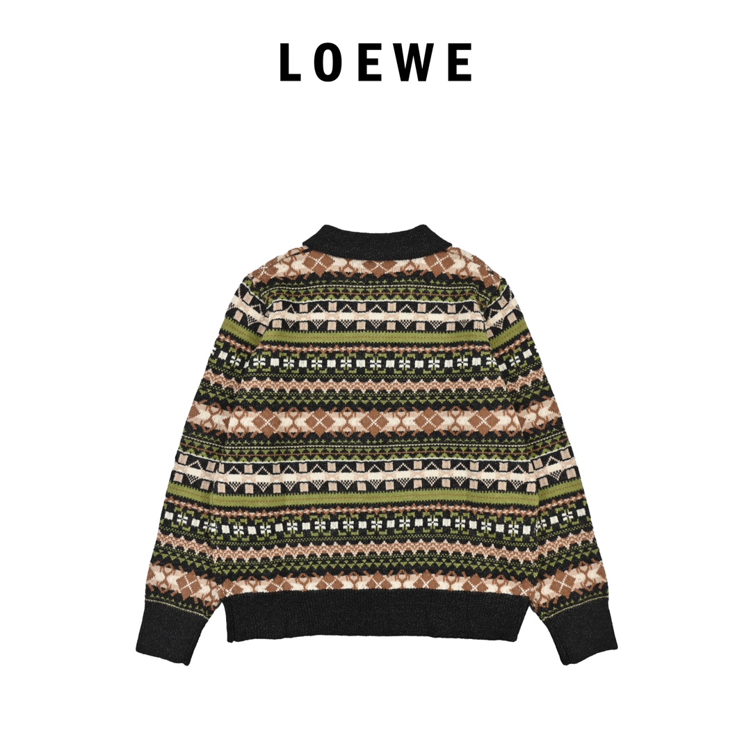 Loewe罗意威24SS 圣诞花草翻领毛衣