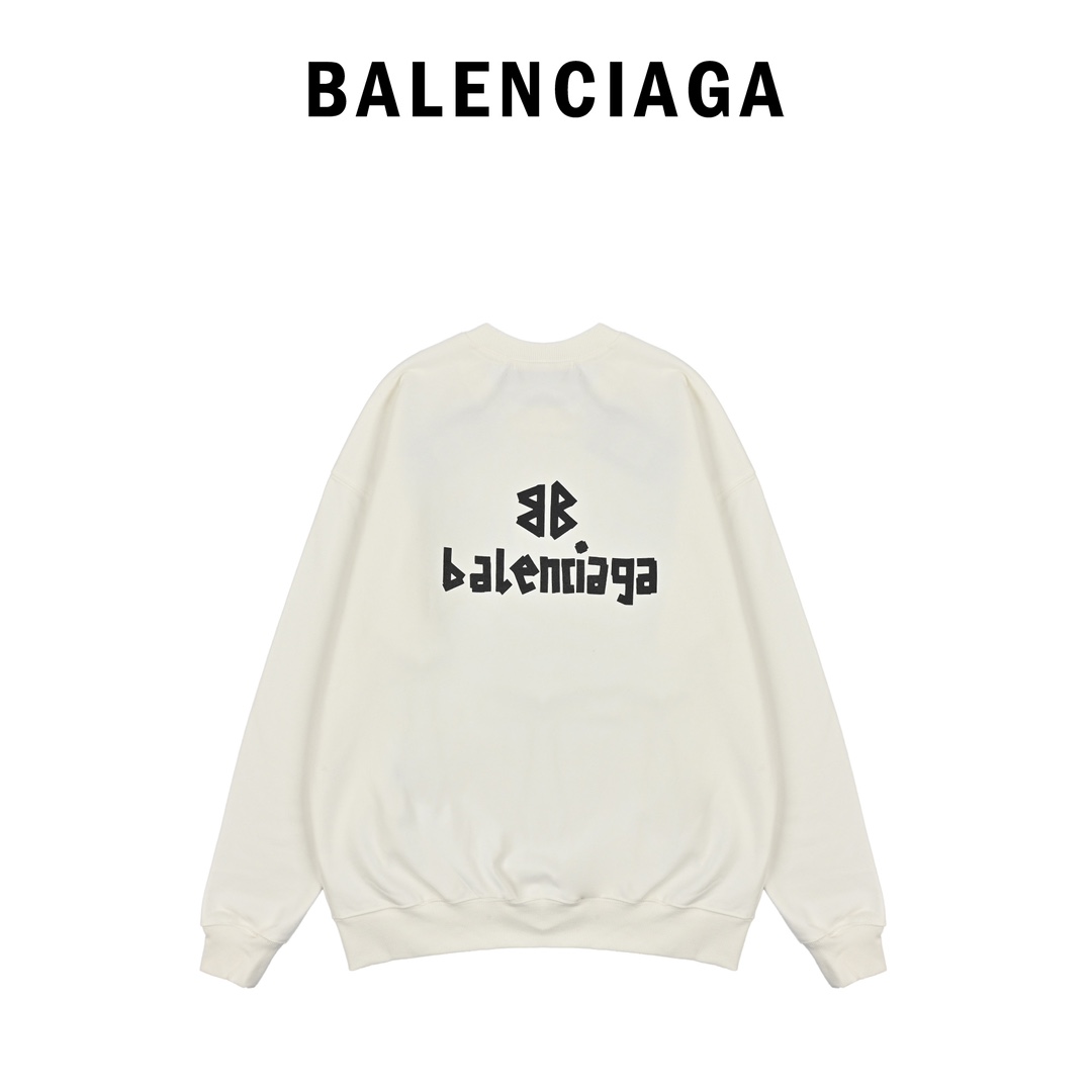 Balenciaga巴黎世家 混合LOGO印花字母圆领卫衣