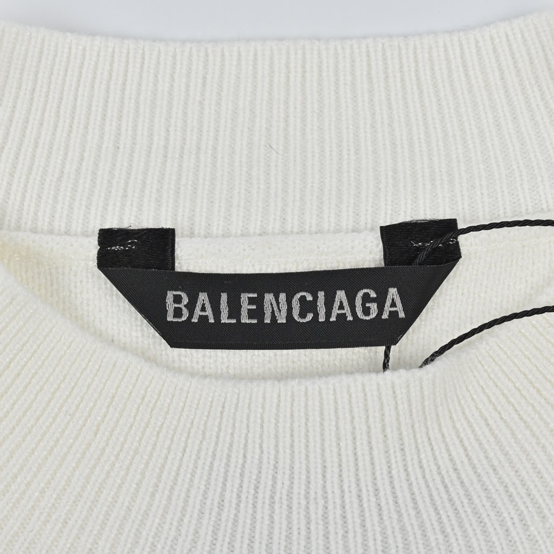Balenciaga巴黎世家24FW 3B刺绣圆领毛衣