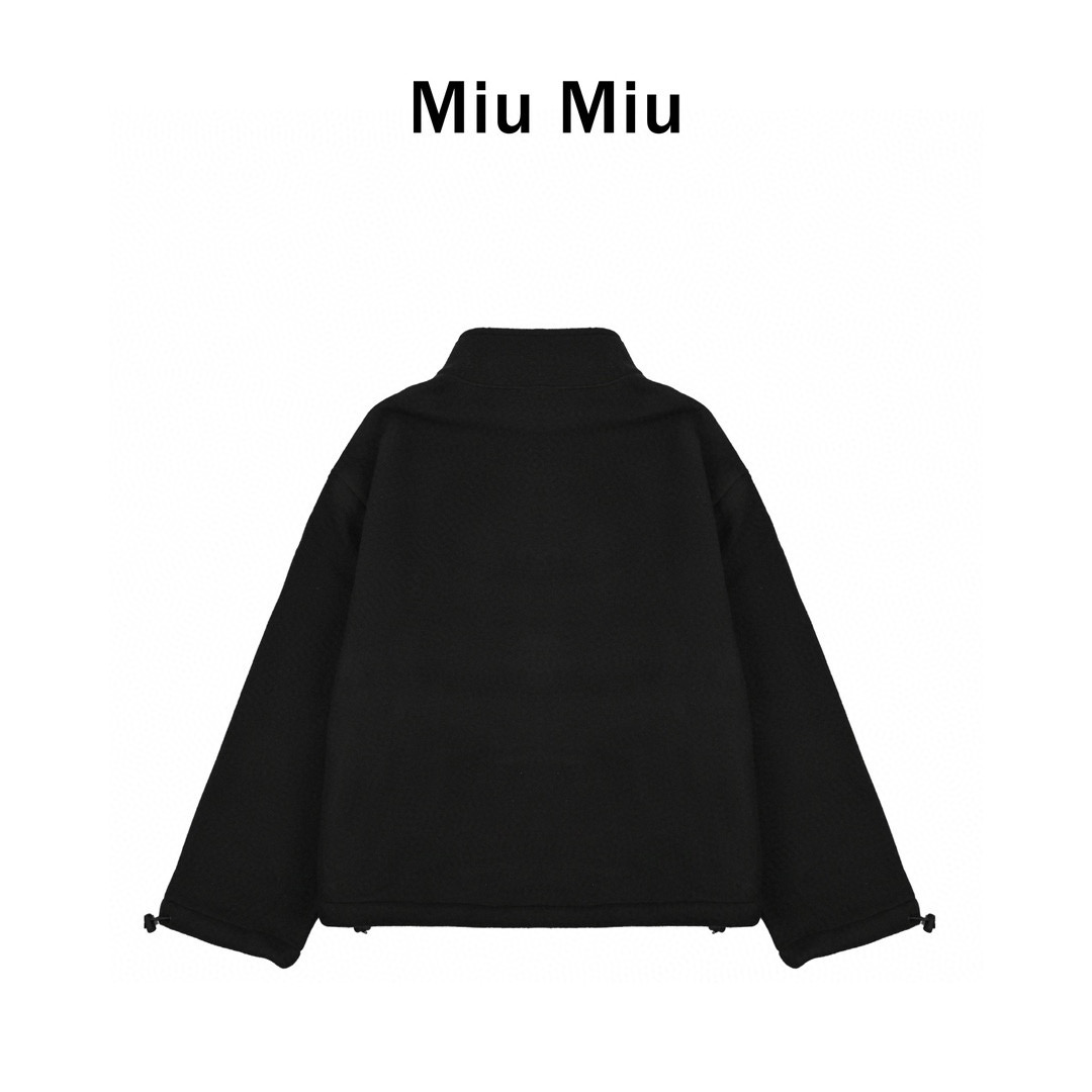 Miu Miu/缪缪 24Fw 刺绣小标摇粒绒半拉链外套
