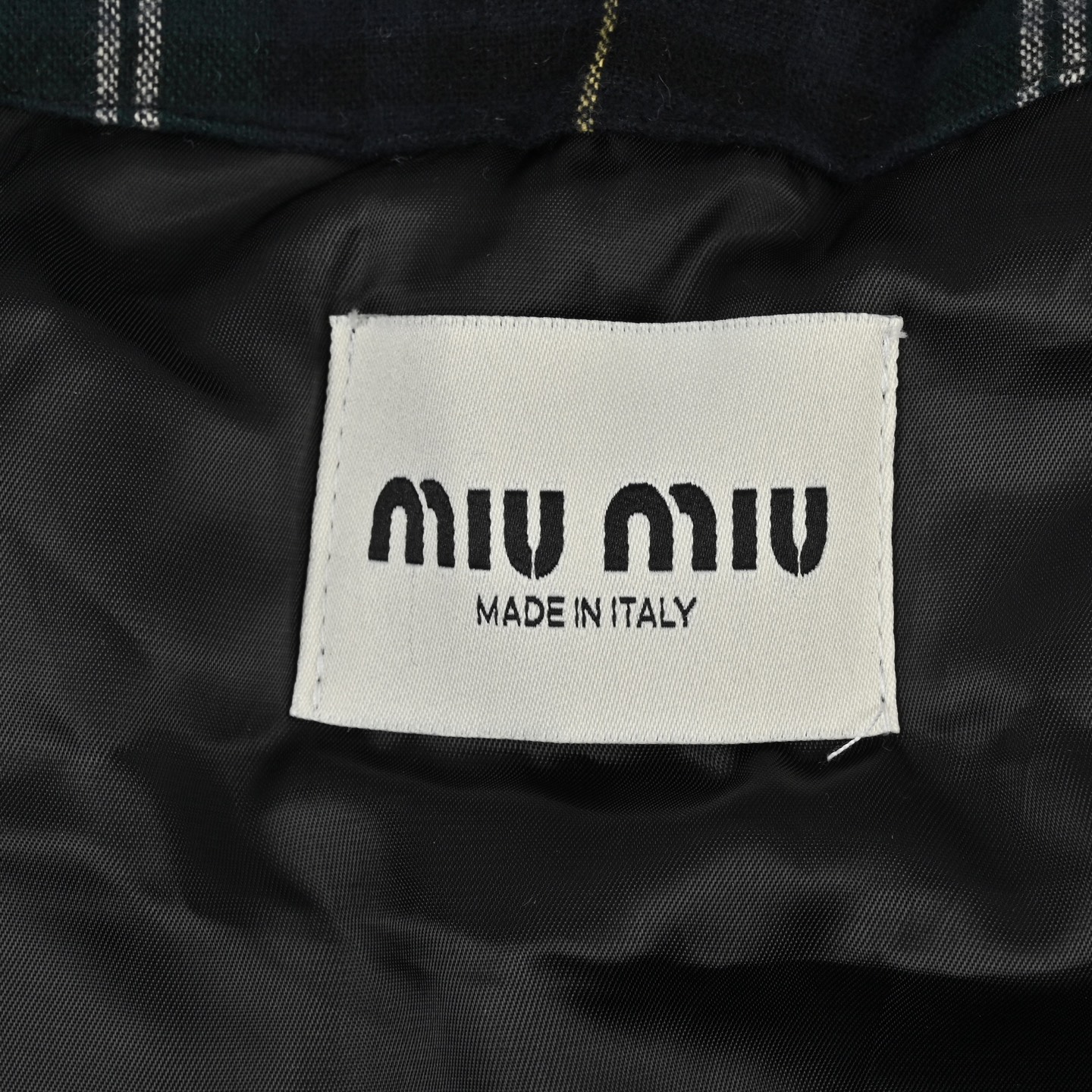 Miumiu 缪缪24FW 绿格纹连帽棉服
