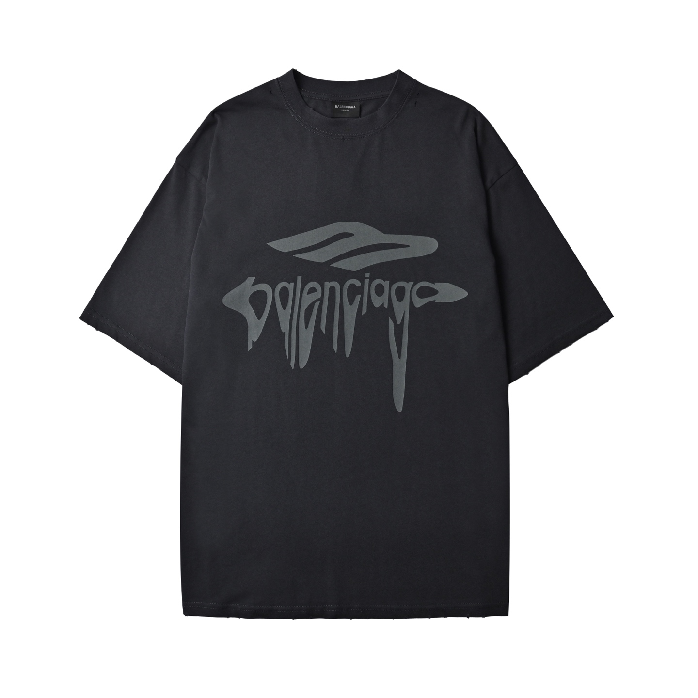 Balenciaga/巴黎世家 25ss logo溶解磨破短袖