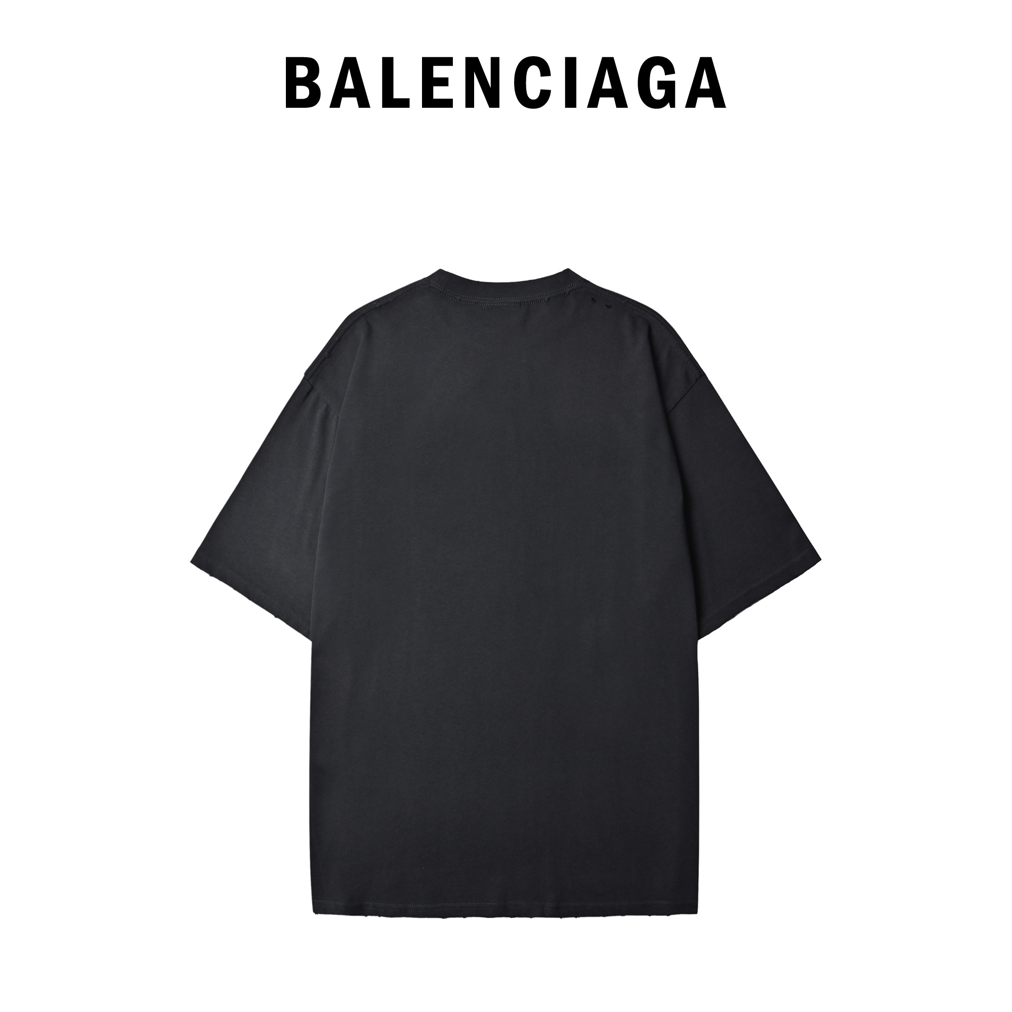 Balenciaga/巴黎世家 25ss logo溶解磨破短袖