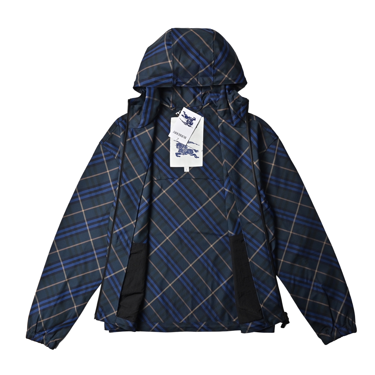 Burberry巴宝莉24FW 战马绣花格纹双面拉链夹克外套
