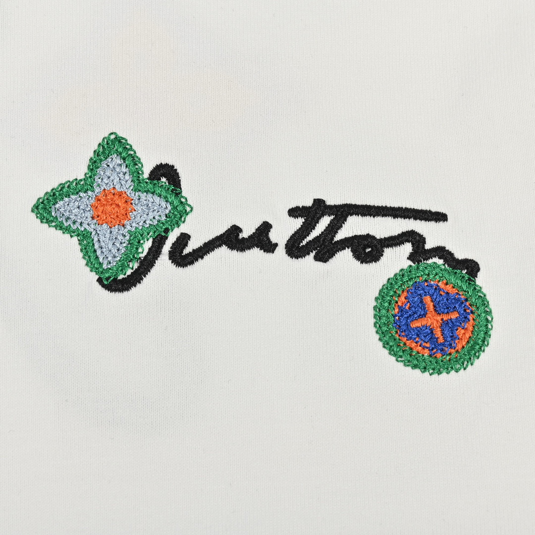 Louis Vuitton/路易威登 25ss 花卉字母刺绣短袖T恤 黑色 白色
