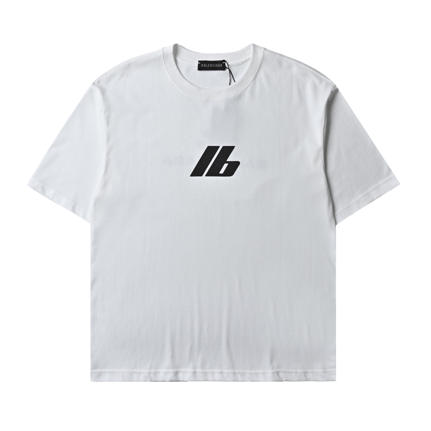 Balenciaga巴黎世家IB前后白墨直喷印花短袖T恤 黑色 白色