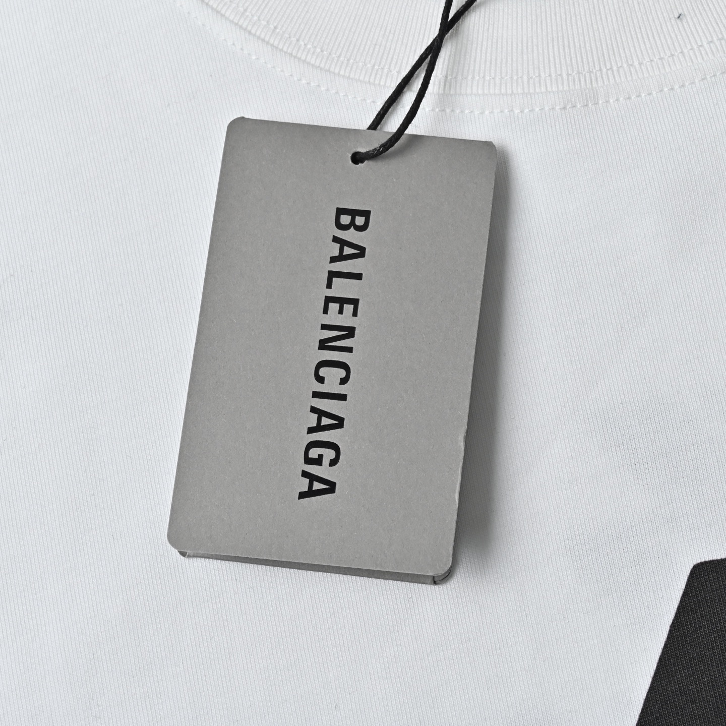 Balenciaga巴黎世家IB前后白墨直喷印花短袖T恤 黑色 白色