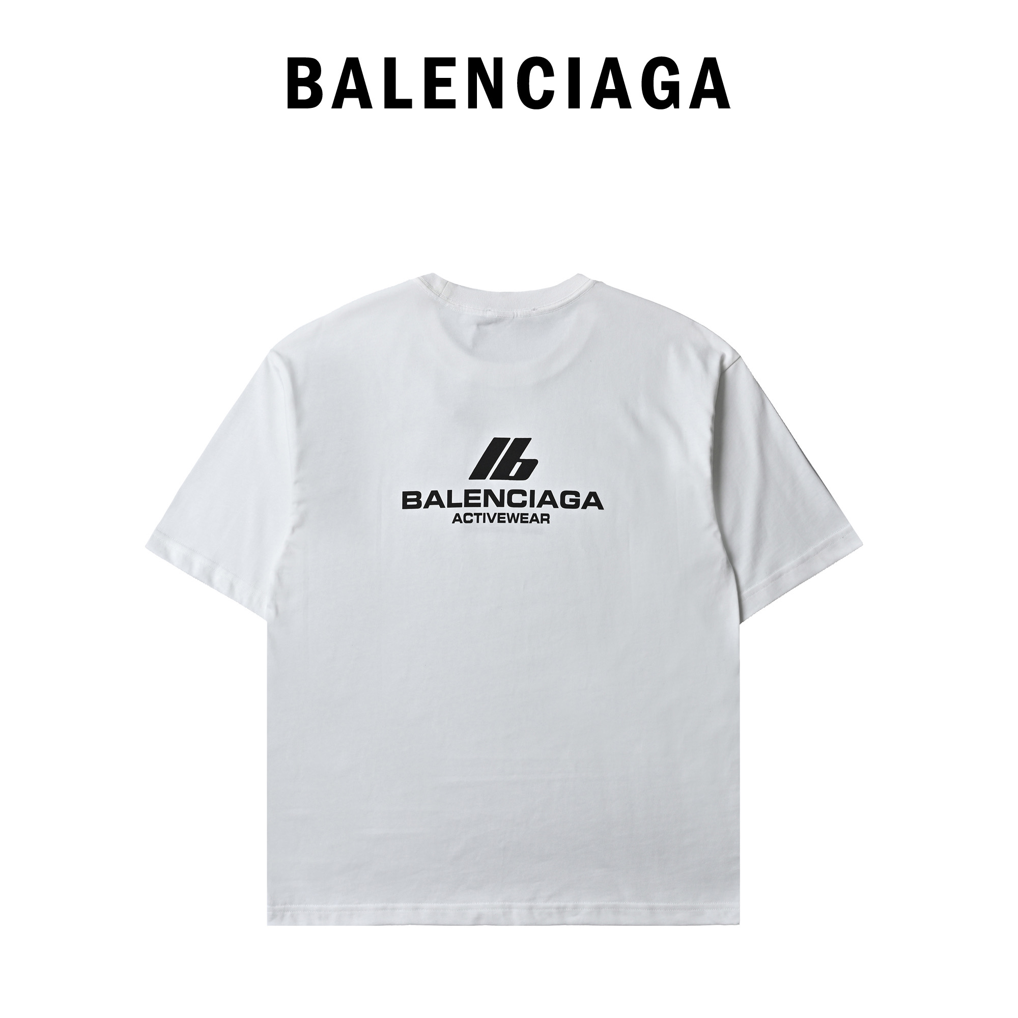 Balenciaga巴黎世家IB前后白墨直喷印花短袖T恤 黑色 白色