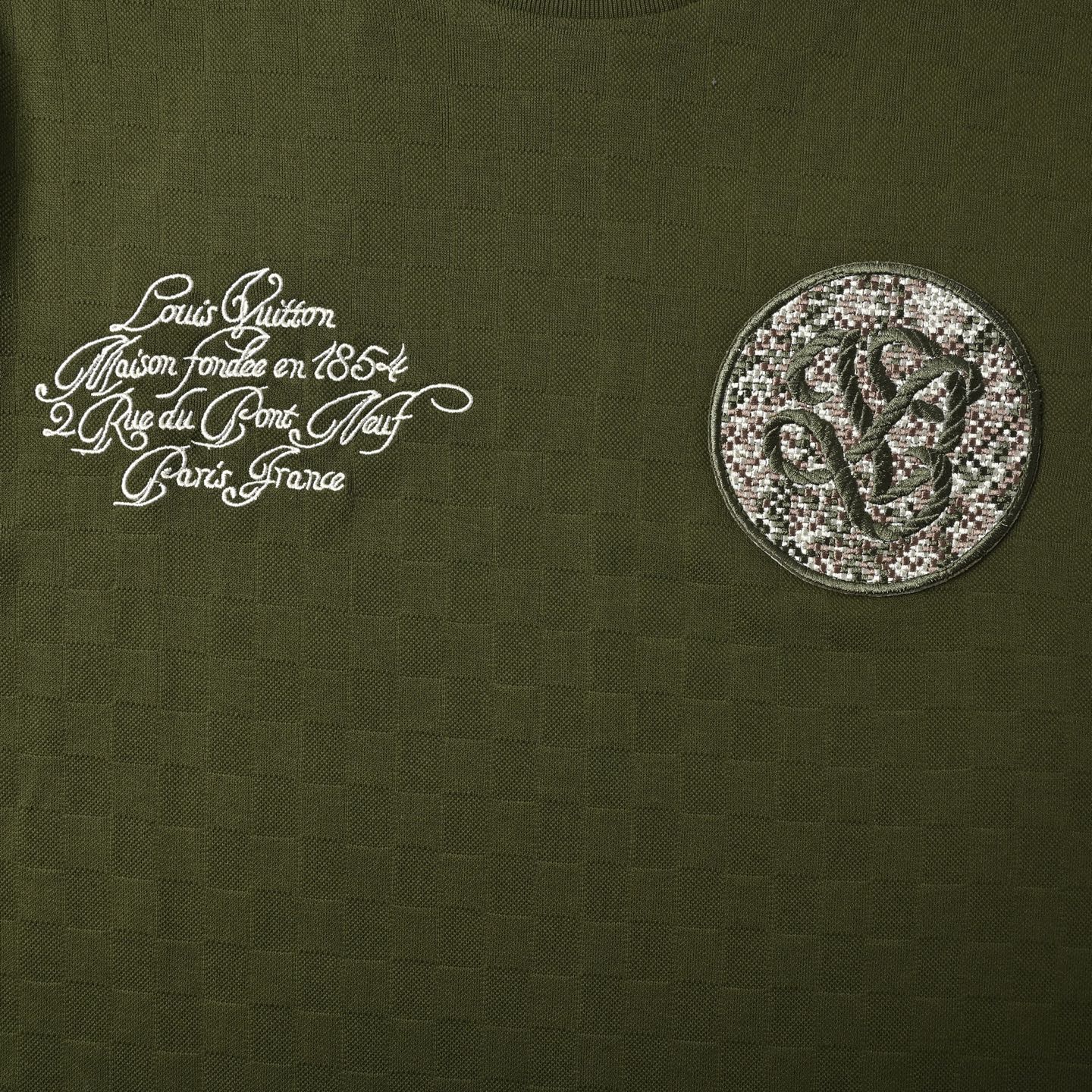 Louis Vuitton路易威登25ss珠地刺绣短袖短袖