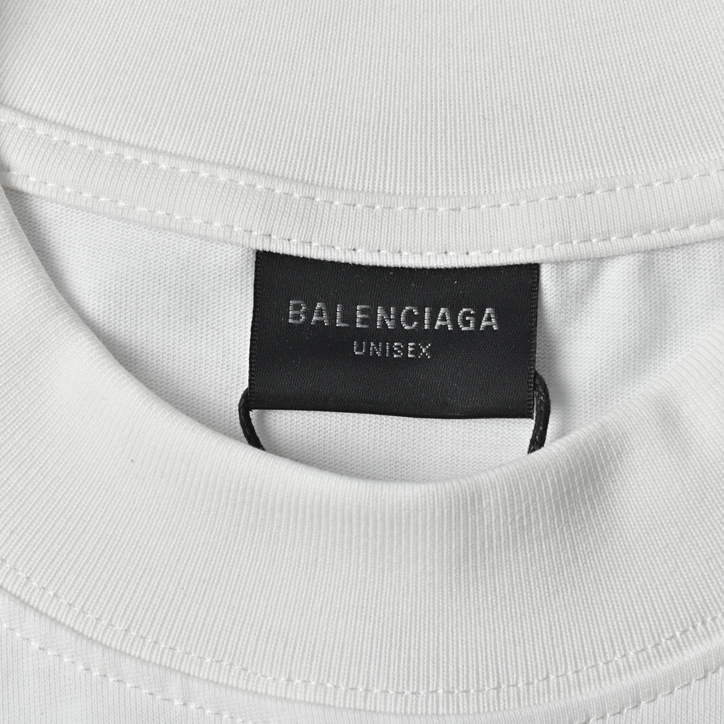 Balenciaga巴黎世家25ss美式字母斜纹布料贴布绣花短袖T恤 黑色 白色