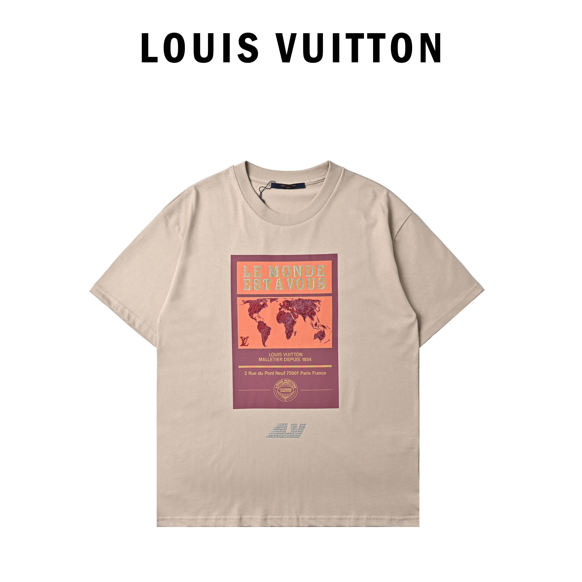 Louis Vuitton路易威登 世界地图烫钻T恤