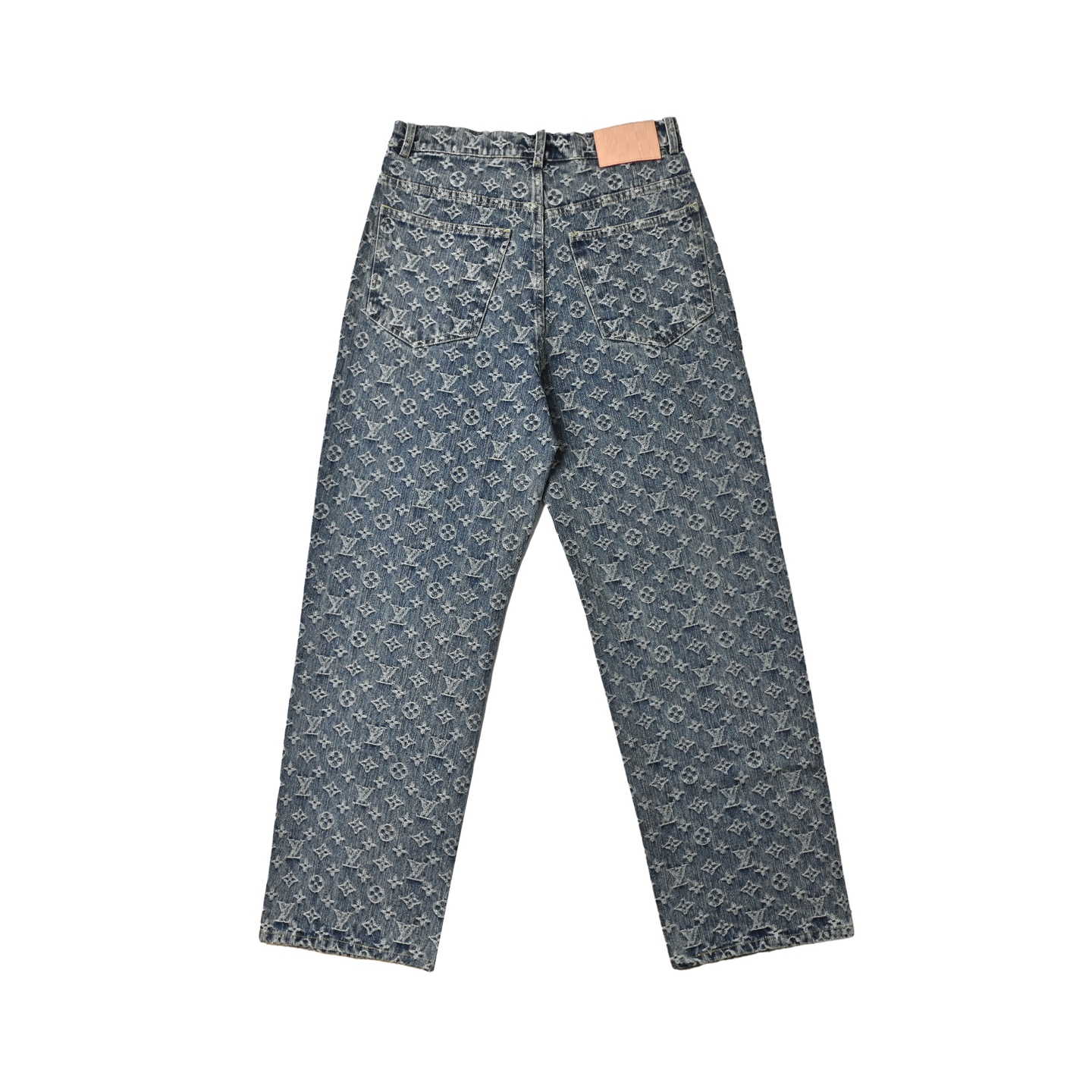 Louis Vuitton 路易威登 25SS 提花满印皮边饰带牛仔裤