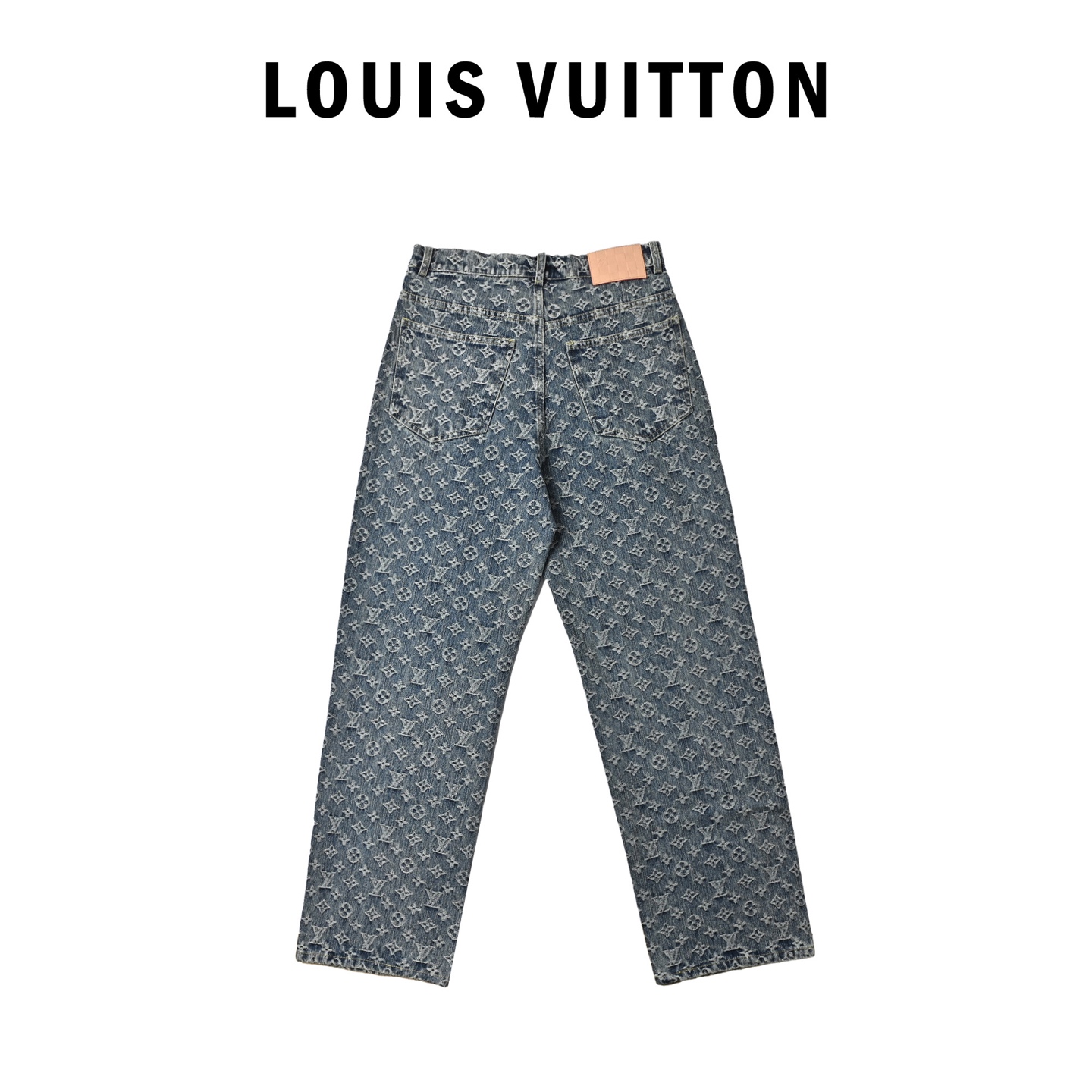 Louis Vuitton 路易威登 25SS 提花满印皮边饰带牛仔裤