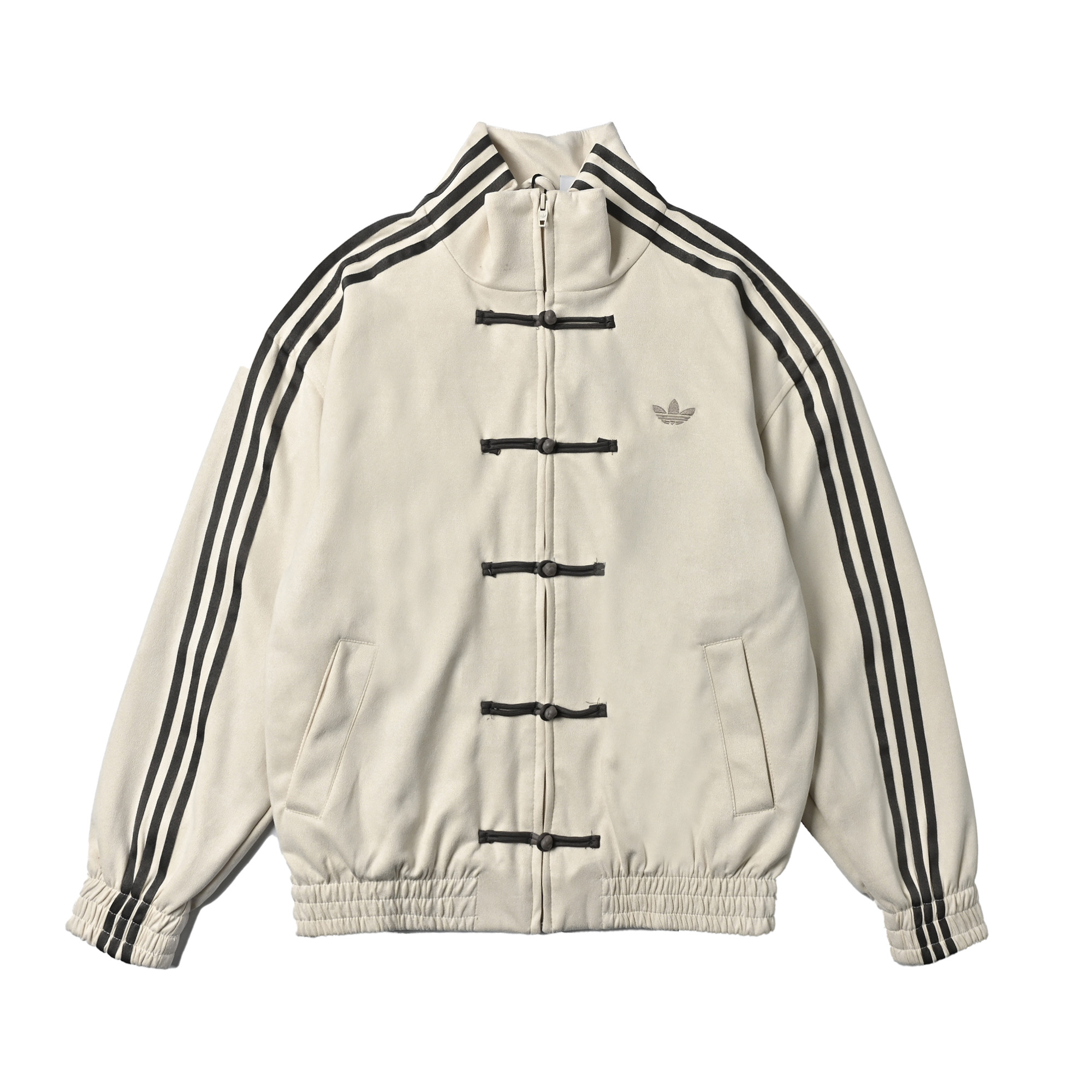 adidas 阿迪达斯 三叶草新中式麂皮唐装外套