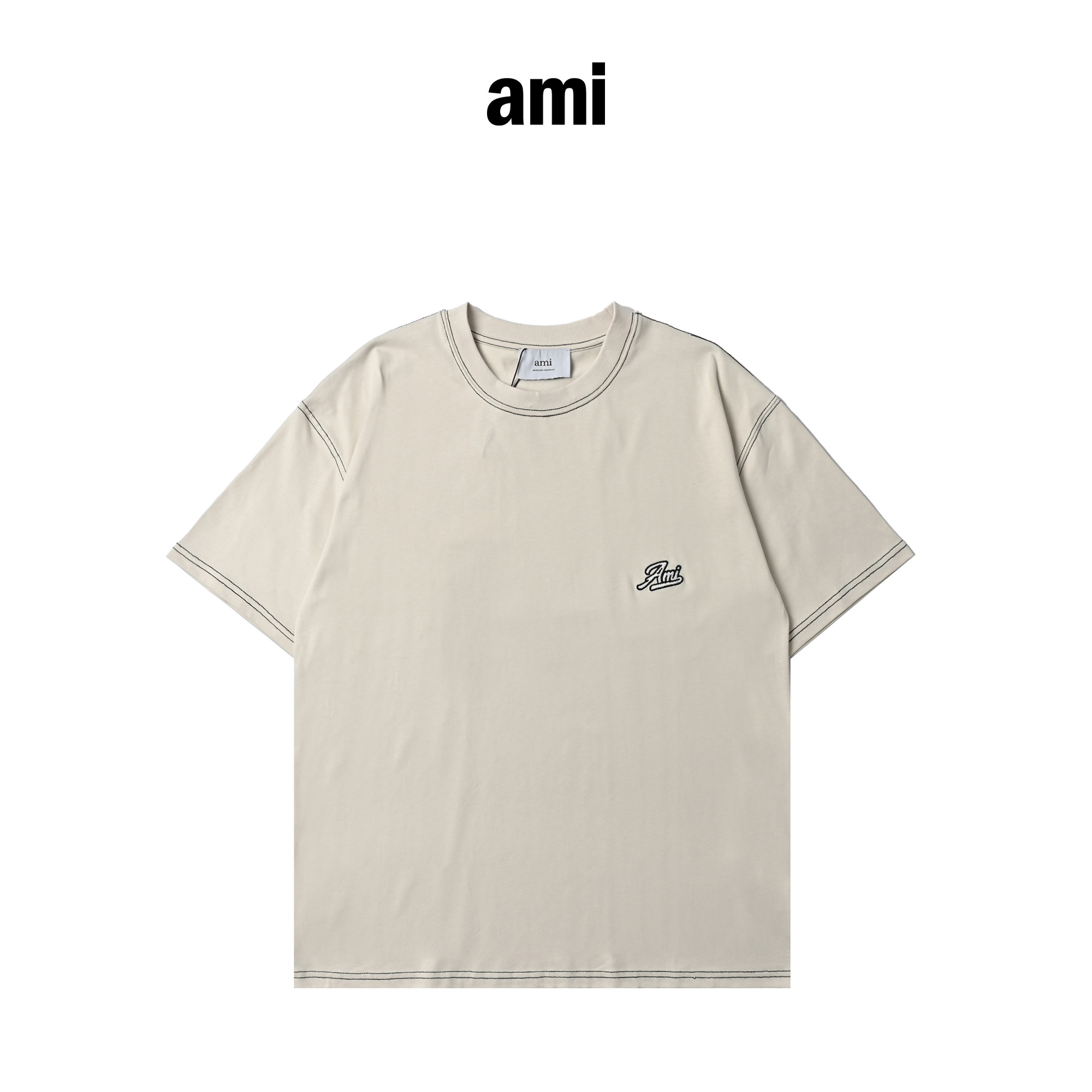 AMI 25SS春夏胸前刺绣logo落肩T恤