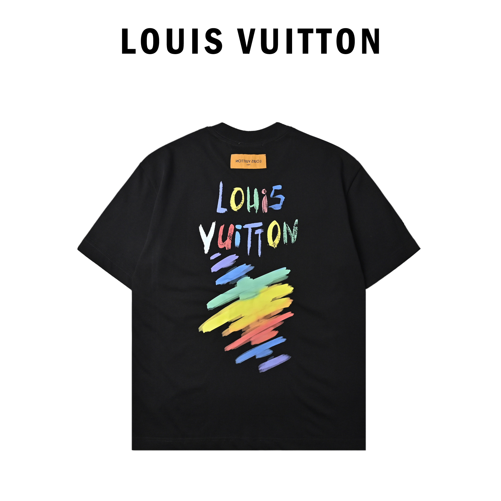 Louis Vuitton/LV 路易威登 25ss 彩绘涂鸦大logo印花短袖T恤 黑色 白色-Chinese UA Cheap High Quatity Brand Clothes Bags handbags Sneakers wholesale wholesaler seller from China Factory suppliers Fashion Clothing Shoes best Quality Beautiful Price Louis Vuitton/LV 路易威登 25ss 彩绘涂鸦大logo印花短袖T恤 黑色 白色