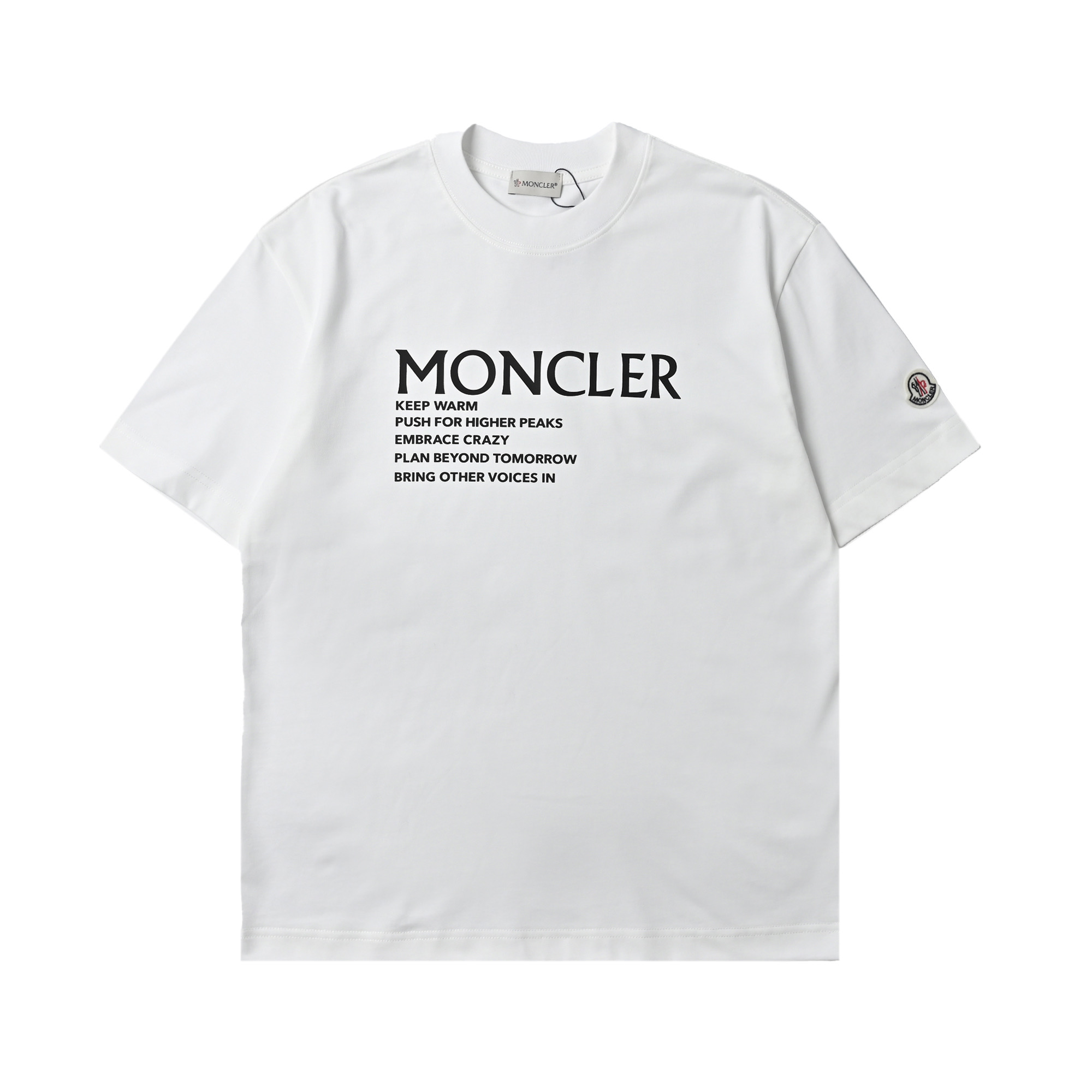MONCLER/蒙口 英文短句短袖T恤-Chinese UA Cheap High Quatity Brand Clothes Bags handbags Sneakers wholesale wholesaler seller from China Factory suppliers Fashion Clothing Shoes best Quality Beautiful Price MONCLER/蒙口 英文短句短袖T恤