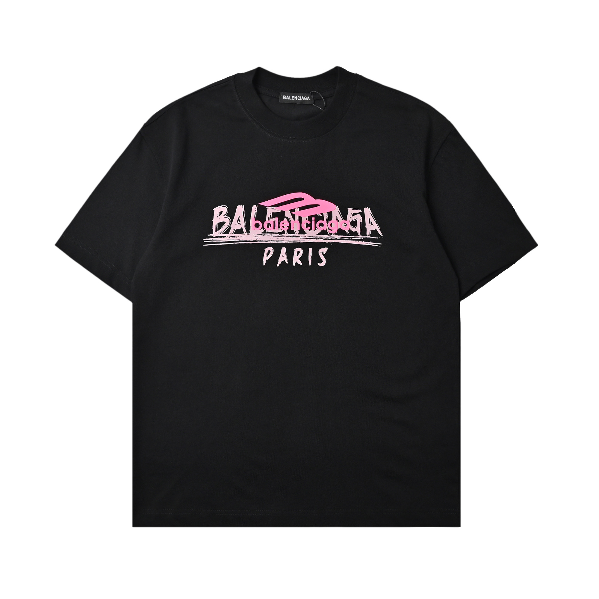 Balenciaga/巴黎世家 粉色字母印花短袖T恤