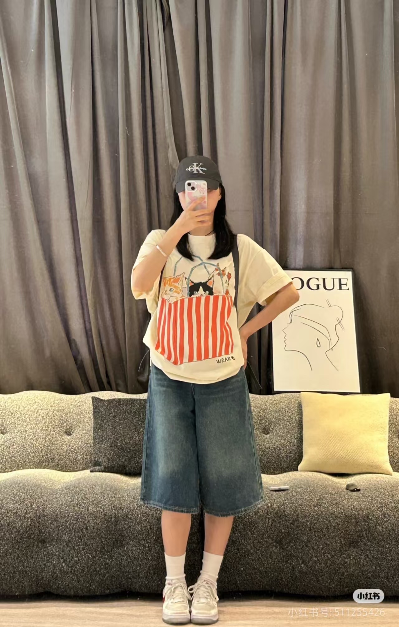 Gucci 古驰 帆布袋小猫重工艺短袖T恤 上身效果#