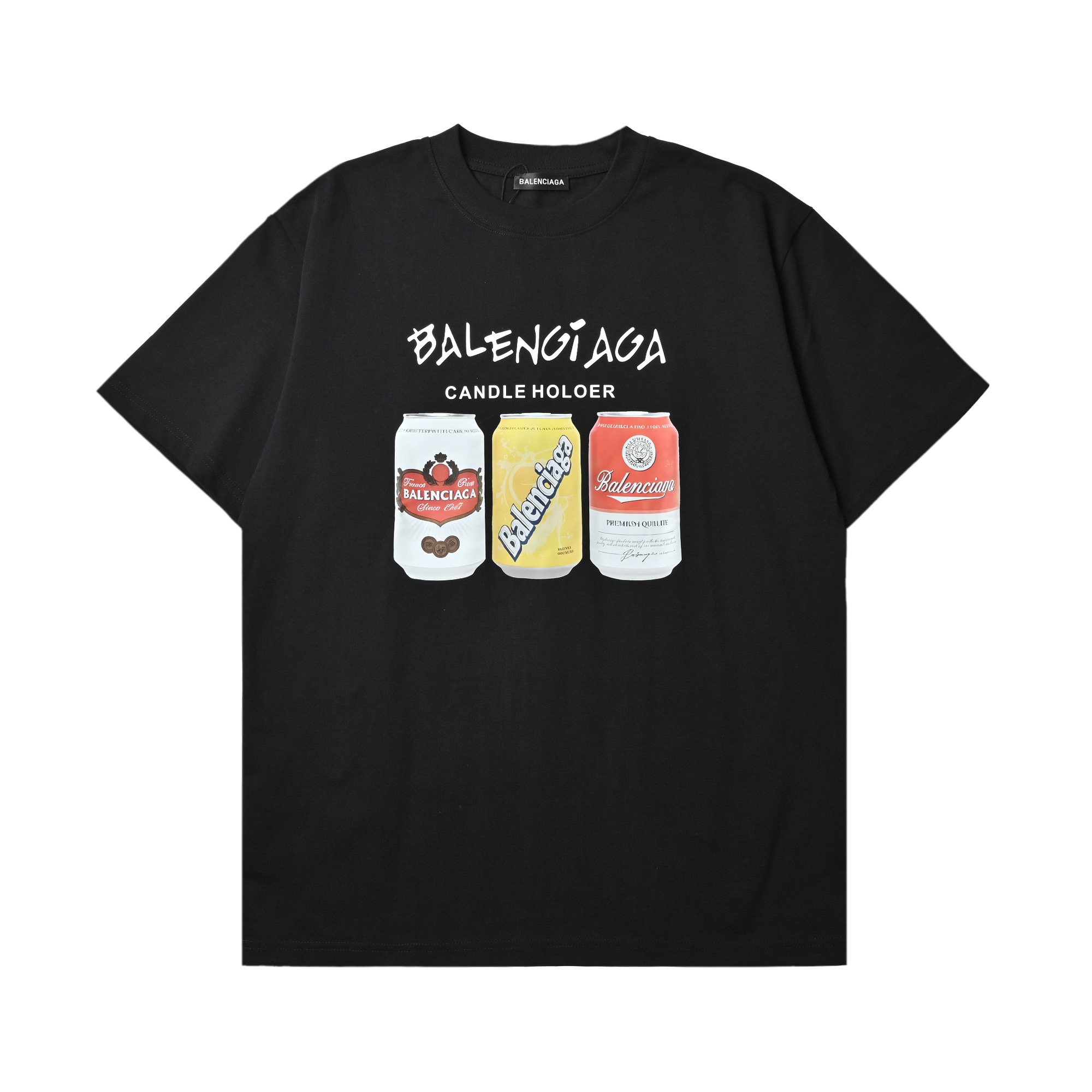 BALENCIAGA 巴黎世家 易拉罐字母印花短袖T恤 Logo标识印花