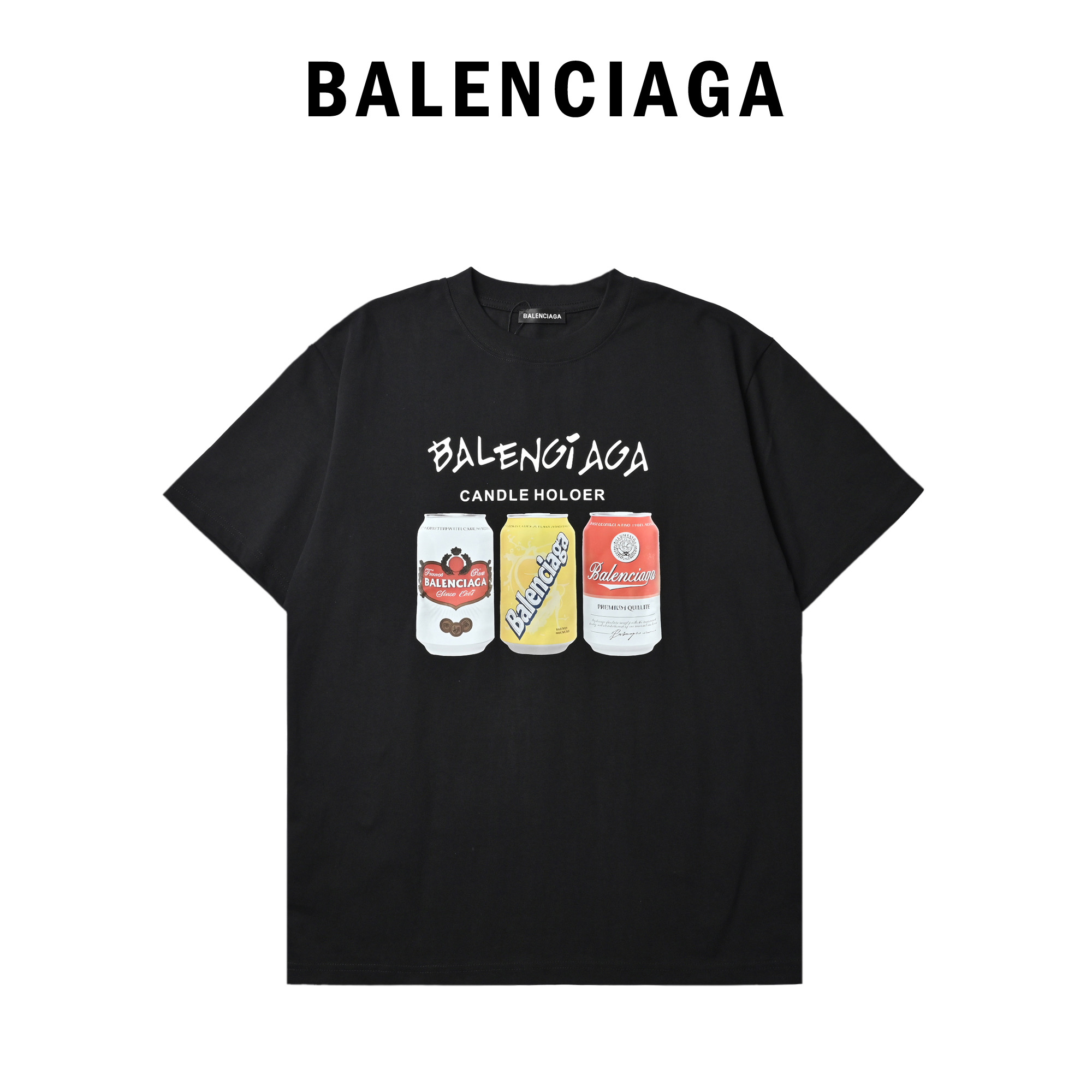 BALENCIAGA 巴黎世家 易拉罐字母印花短袖T恤 Logo标识印花