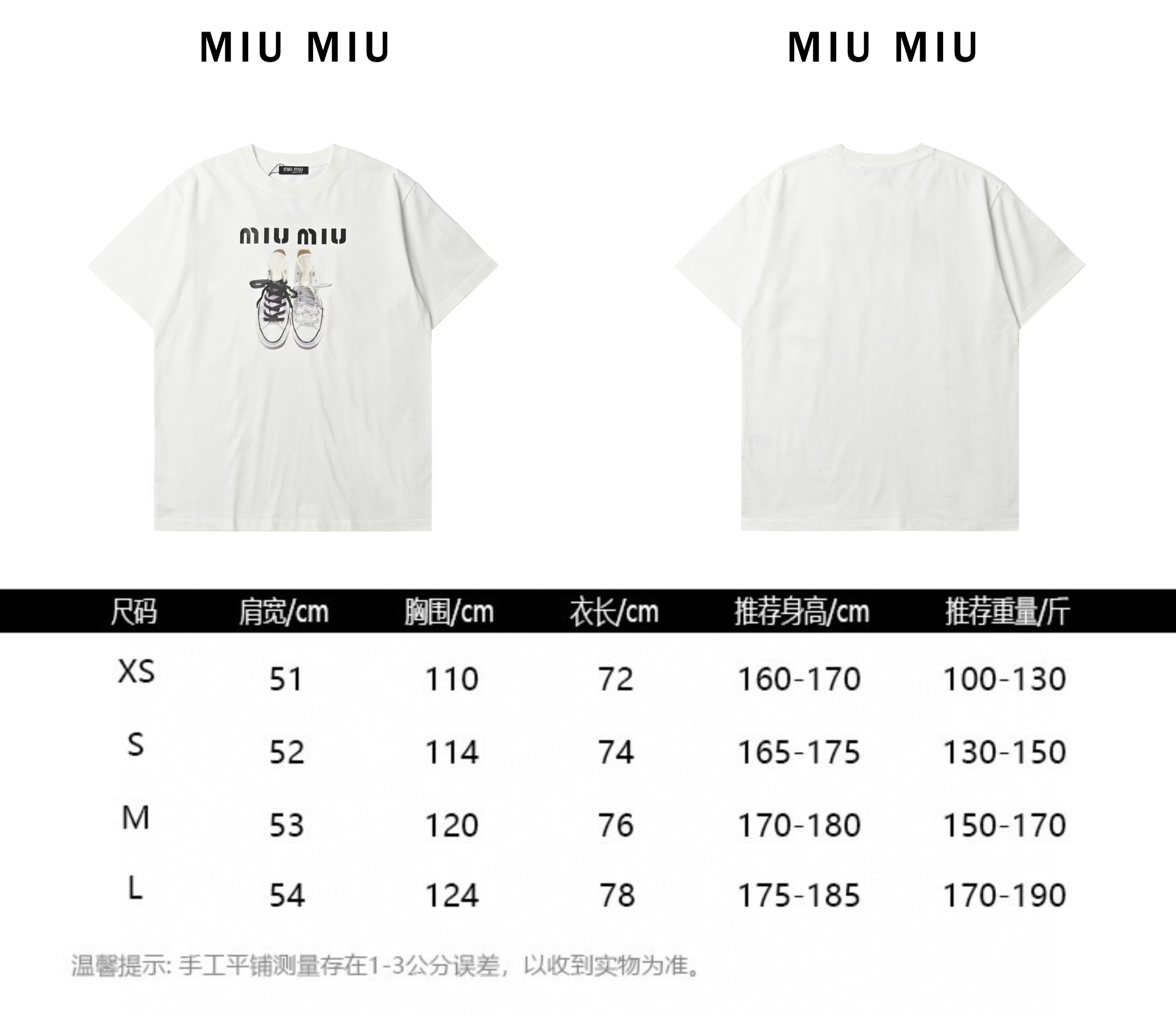 miumiu 帆布鞋印花短袖T恤 纯色T恤简约大气