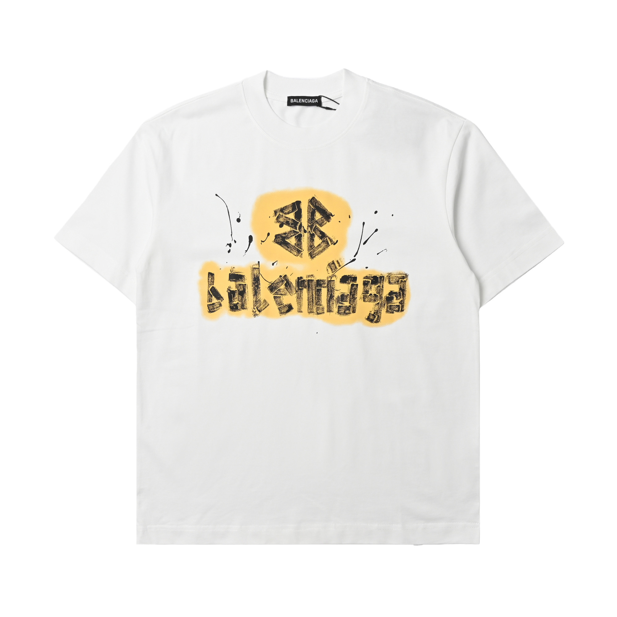 Balenciaga 巴黎世家 黄色字母彩印短袖T恤 黑色款酷帅 白色款清爽-Chinese UA Cheap High Quatity Brand Clothes Bags handbags Sneakers wholesale wholesaler seller from China Factory suppliers Fashion Clothing Shoes best Quality Beautiful Price Balenciaga 巴黎世家 黄色字母彩印短袖T恤 黑色款酷帅 白色款清爽
