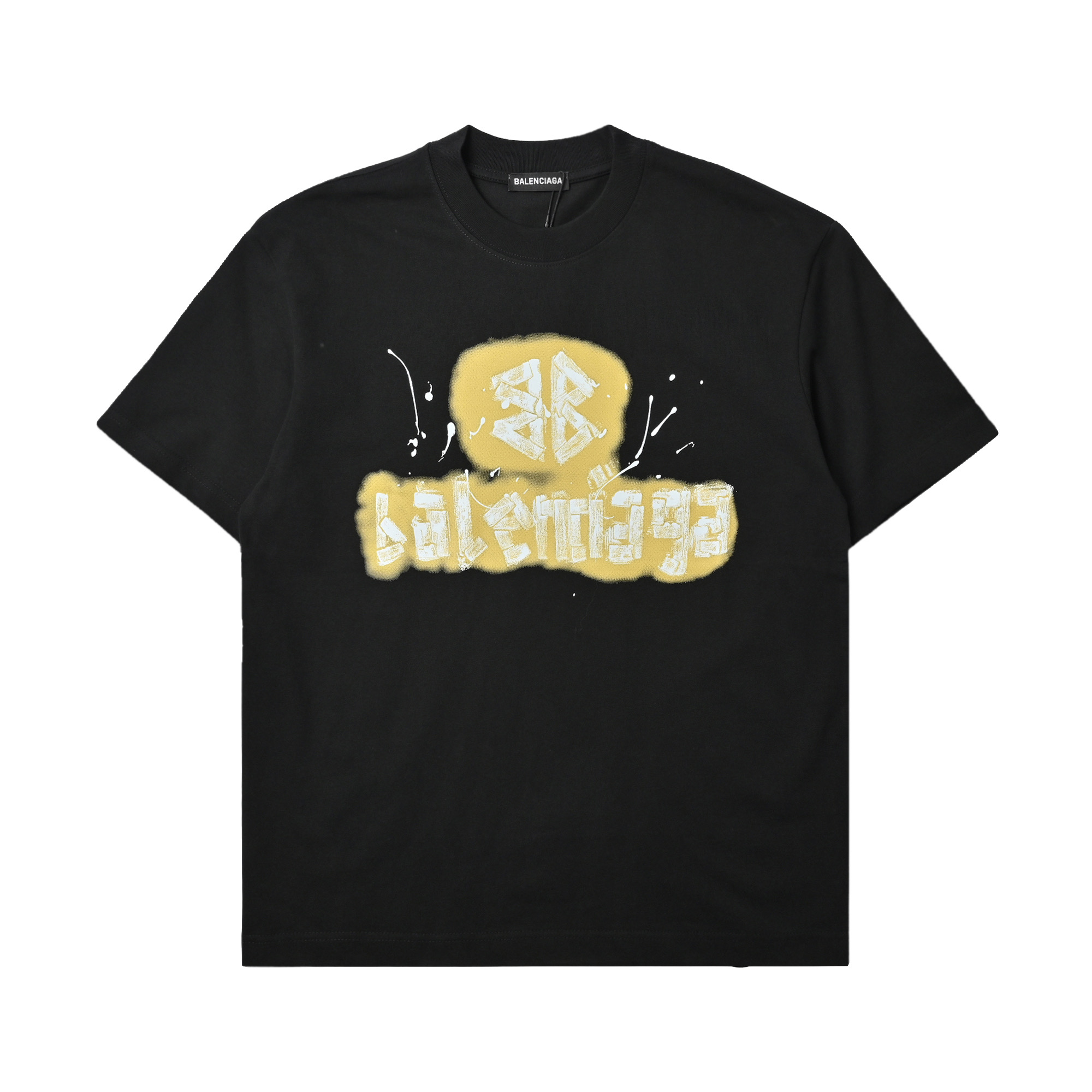 Balenciaga 巴黎世家 黄色字母彩印短袖T恤