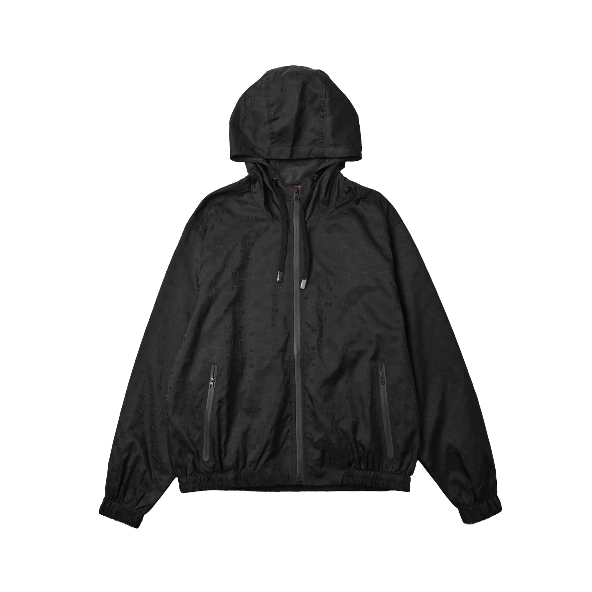 Gucci 古驰 满印连帽休闲夹克外套 轻质GG尼龙提花 领口织带