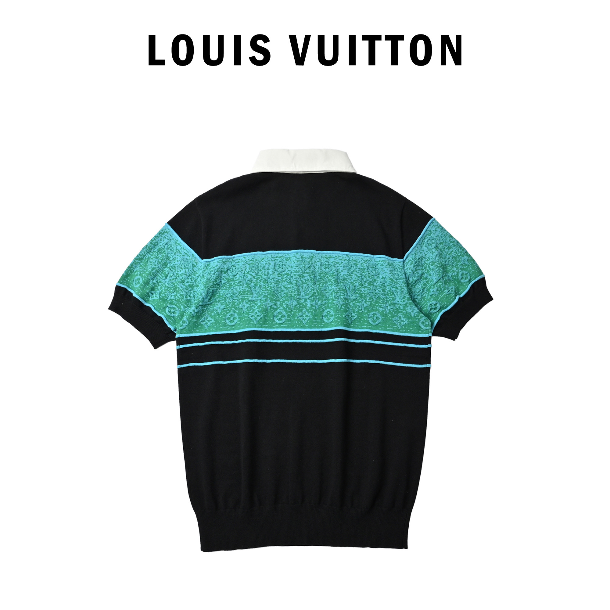 Louis Vuitton 路易威登 绿色拼接Polo短袖衬衫