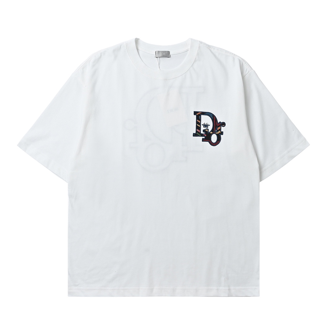 Dior 迪奥 花卉刺绣字母短袖T恤 经典的胸前大立体刺绣LOGO打造