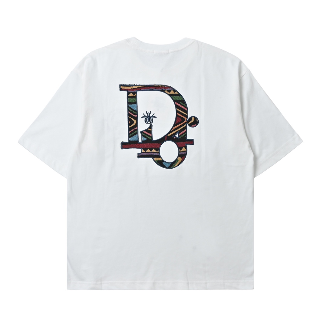 Dior 迪奥 花卉刺绣字母短袖T恤 经典的胸前大立体刺绣LOGO打造