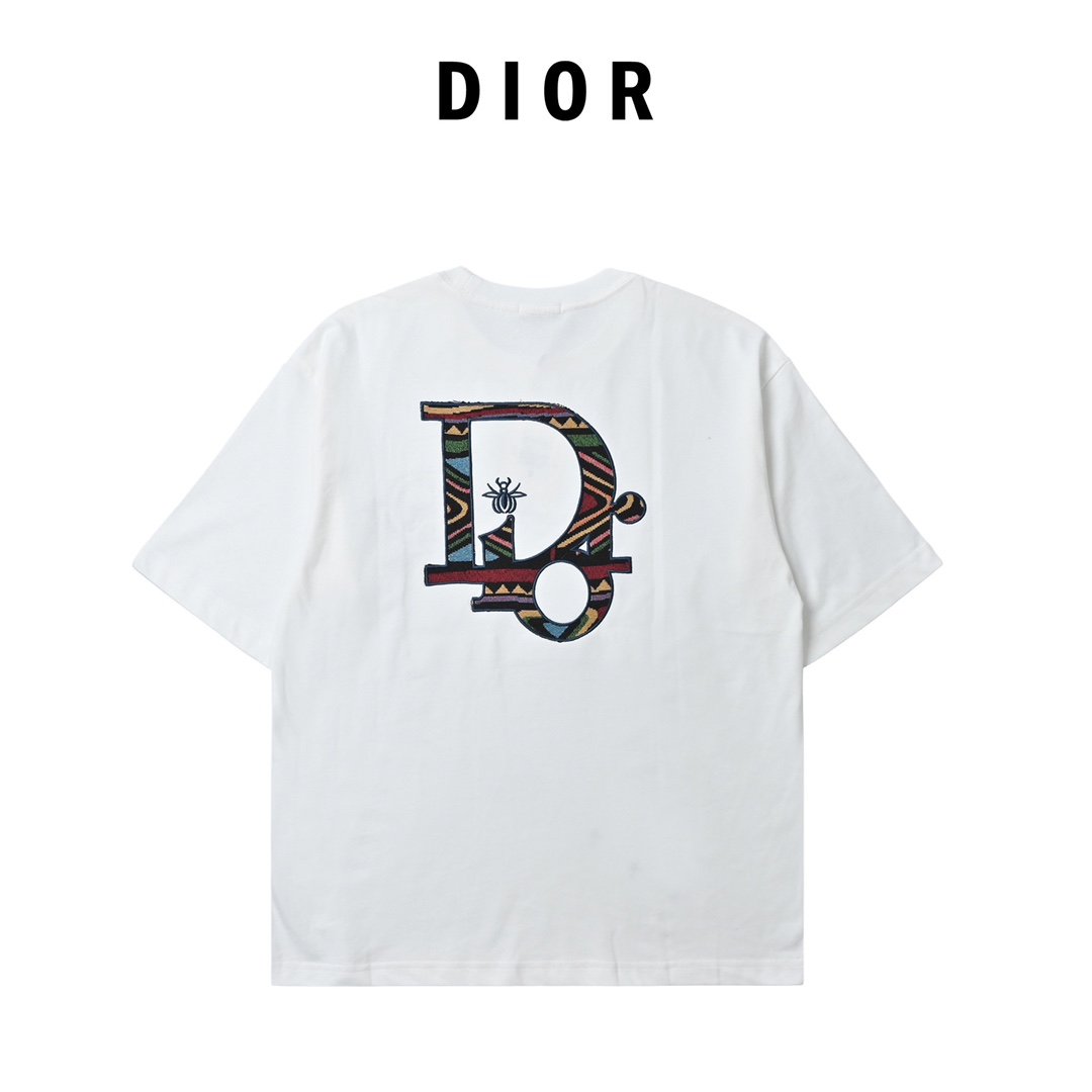 Dior 迪奥 花卉刺绣字母短袖T恤 经典的胸前大立体刺绣LOGO打造