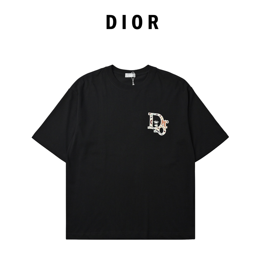 Dior 迪奥 花卉刺绣字母短袖T恤 经典的胸前大立体刺绣LOGO
